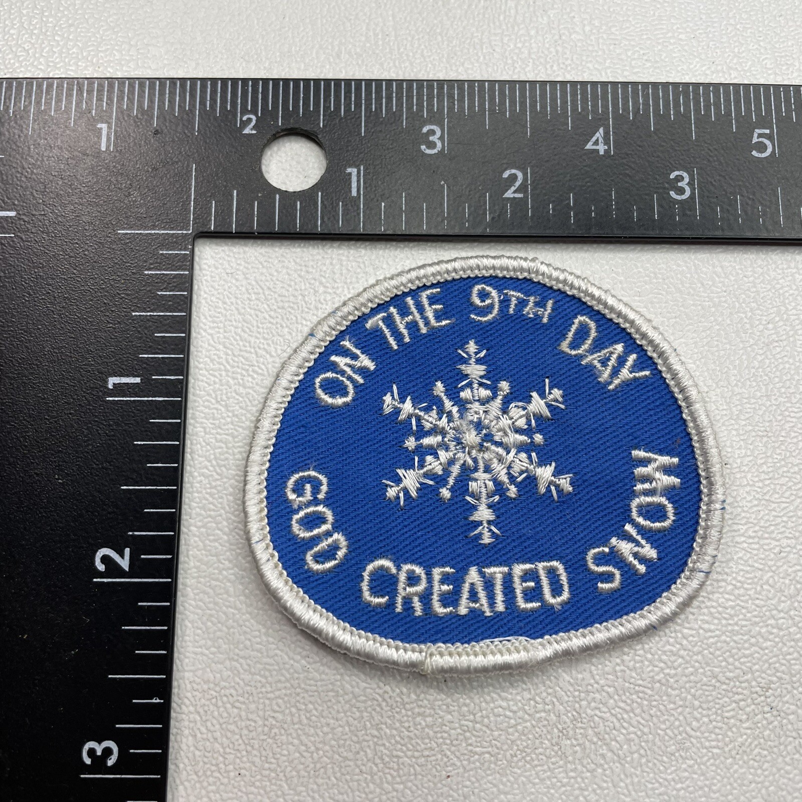 Vtg GOD CREATED SNOW (Yes He Did) ON THE 9th DAY (No) Patch C28G