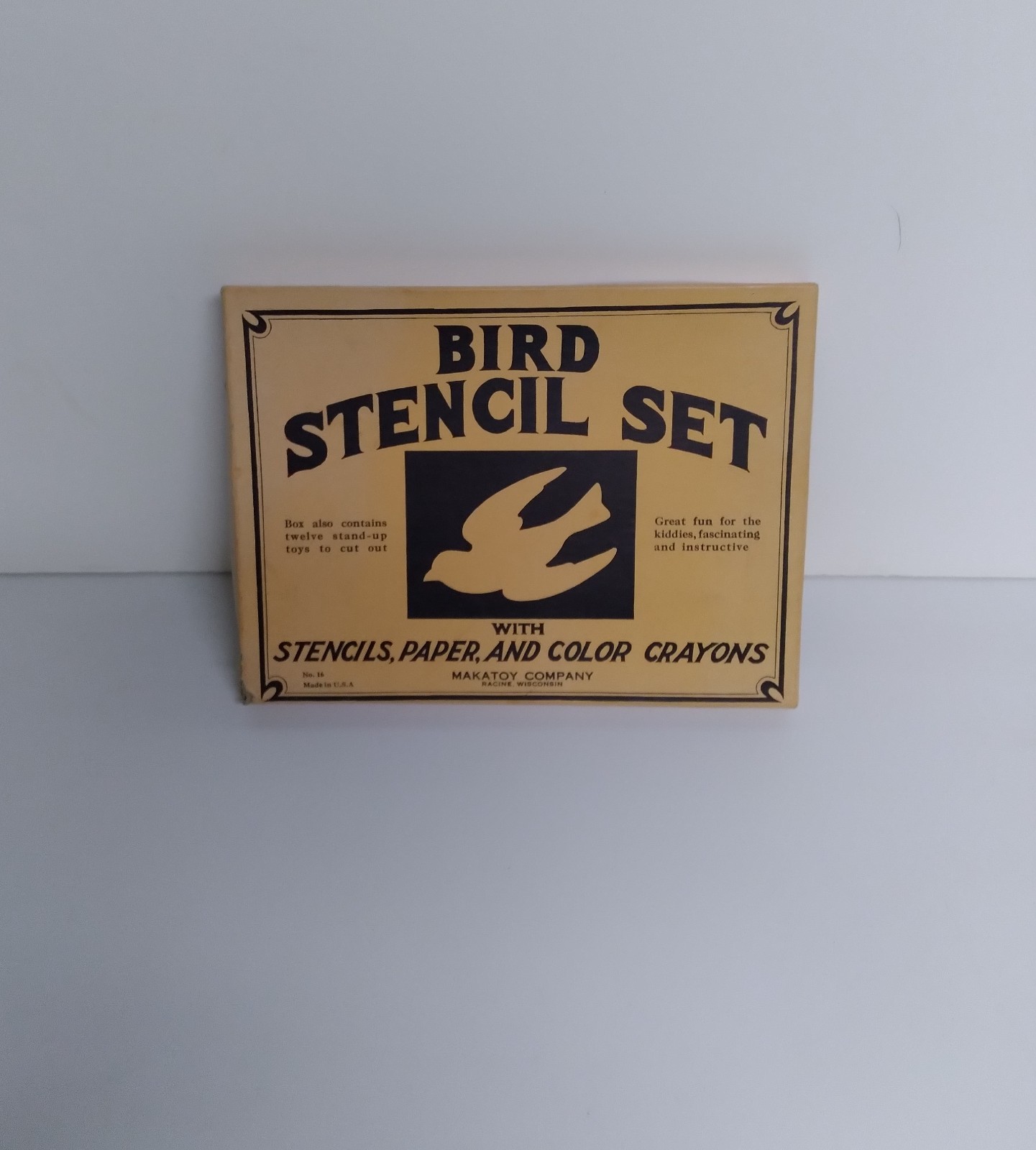 Antique Stencil Set Birds Animals Crayons Box Makatoy Company Racine, WI 1920’s