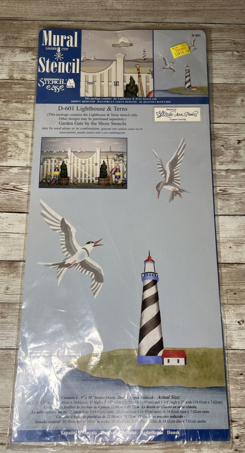 Vintage Stencil Ease Mural Wall Stencil Lighthouse & Terns Style #D-601 (2000)