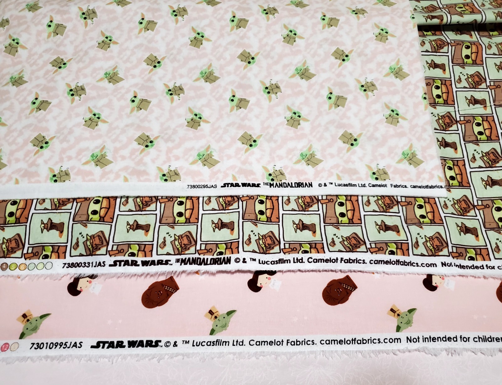 4.3 Yds Disney Star Wars Mandalorian Fabric Bundle Camelot Grogu Chibi Rare