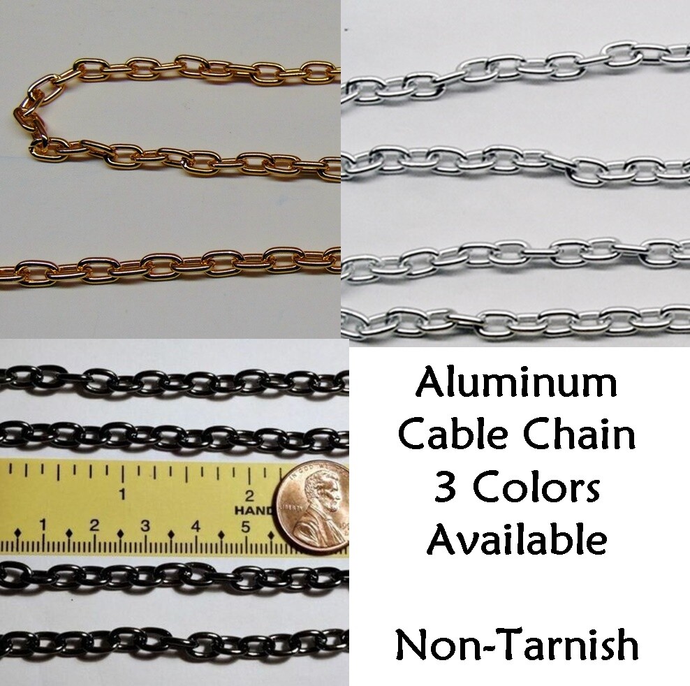 Aluminum CABLE CHAIN 5mm x 8mm ~Non-tarnish / Nickel free~ Gold Silver Gun Metal