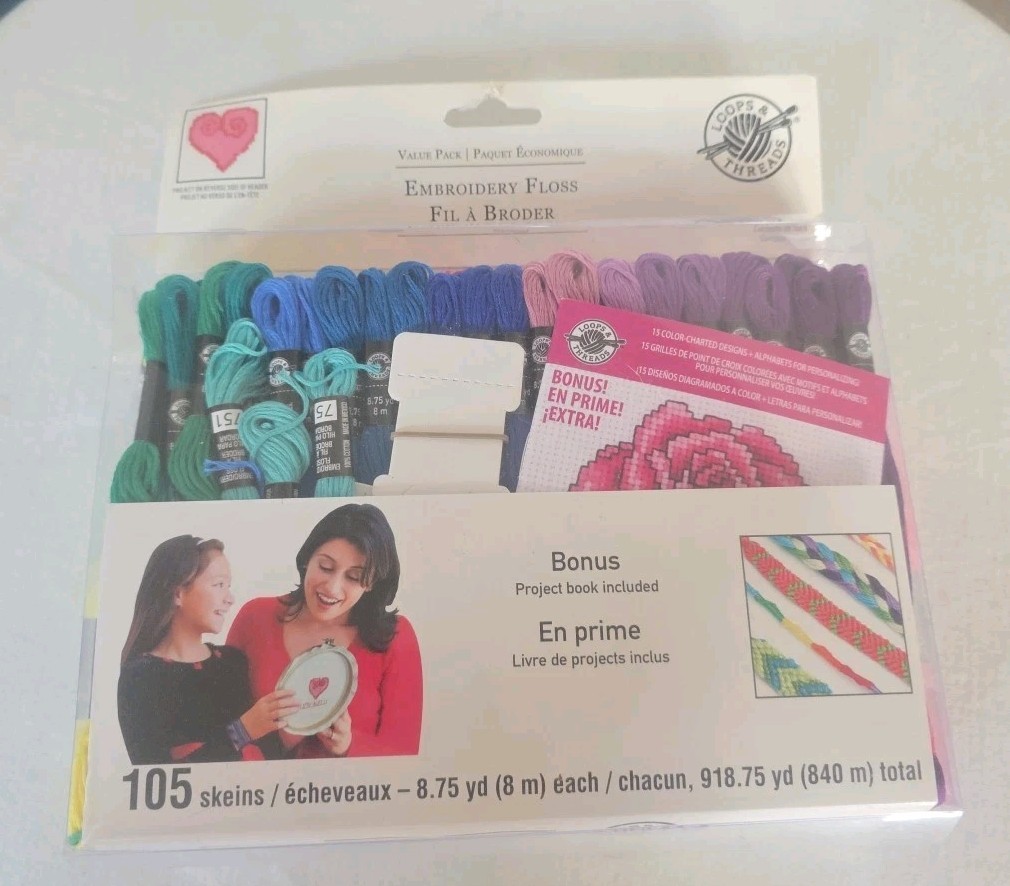 Set of 105 Skeins Embroidery Floss Thread Bright Colors 100% Cotton 8.75 Yds