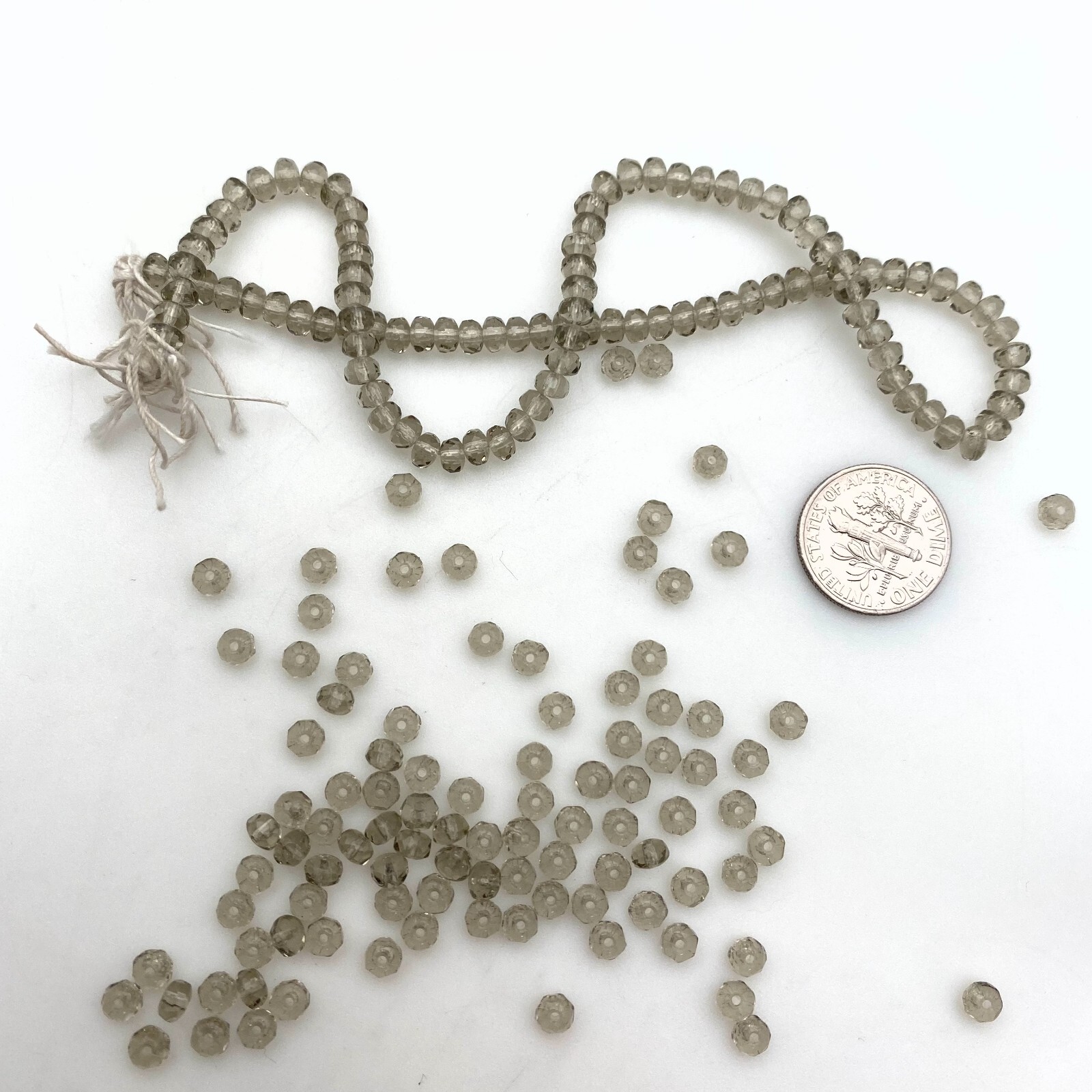 Faceted Smoke Gray Czech Glass Rondelle Spacer Beads (3x4mm) (GRCG35)