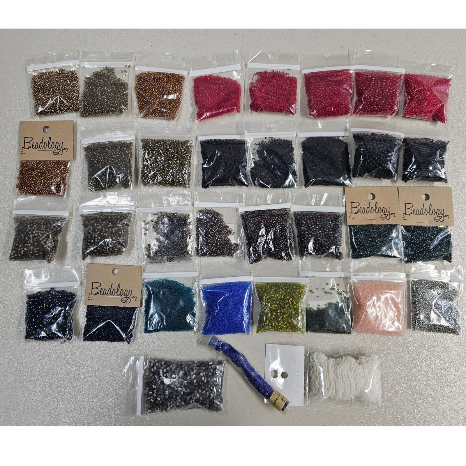 Large Glass Seed Bead Lot Beadology Iowa Bugle Delica Iridescent Metallic 30+ Pk