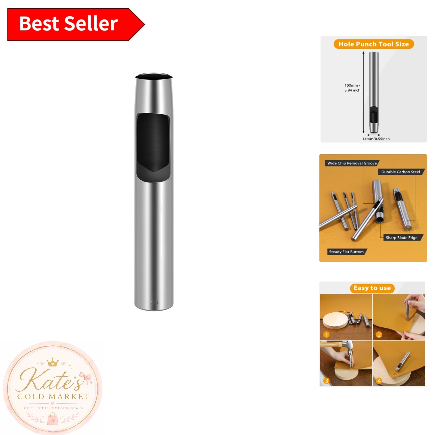 Precision 0.55 Inch Leather Hole Punch Tool – Ideal for Crafting Projects