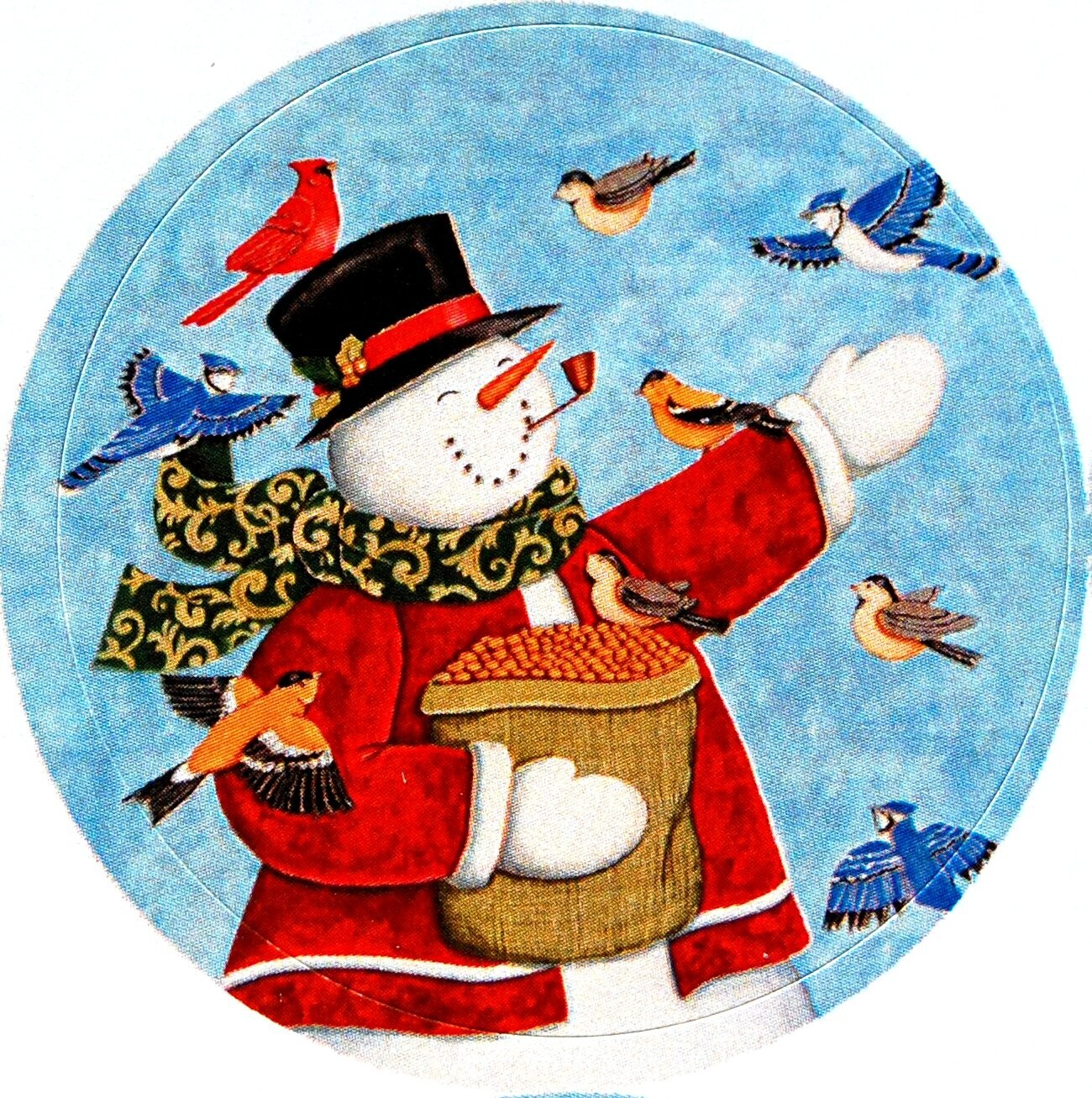 5 1/4″ x 7 1/2″ Sheet of 12 BABY ANGEL TRIO Christmas Card Seals #57 USA MADE