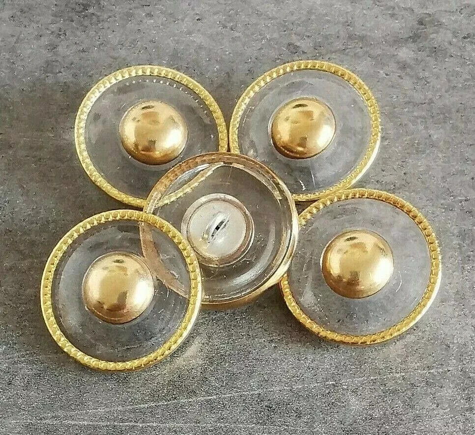 A 4. LOT OF 5 VINTAGE PLASTIC / METAL BUTTONS (0.70 cts pcs.) 30mm.