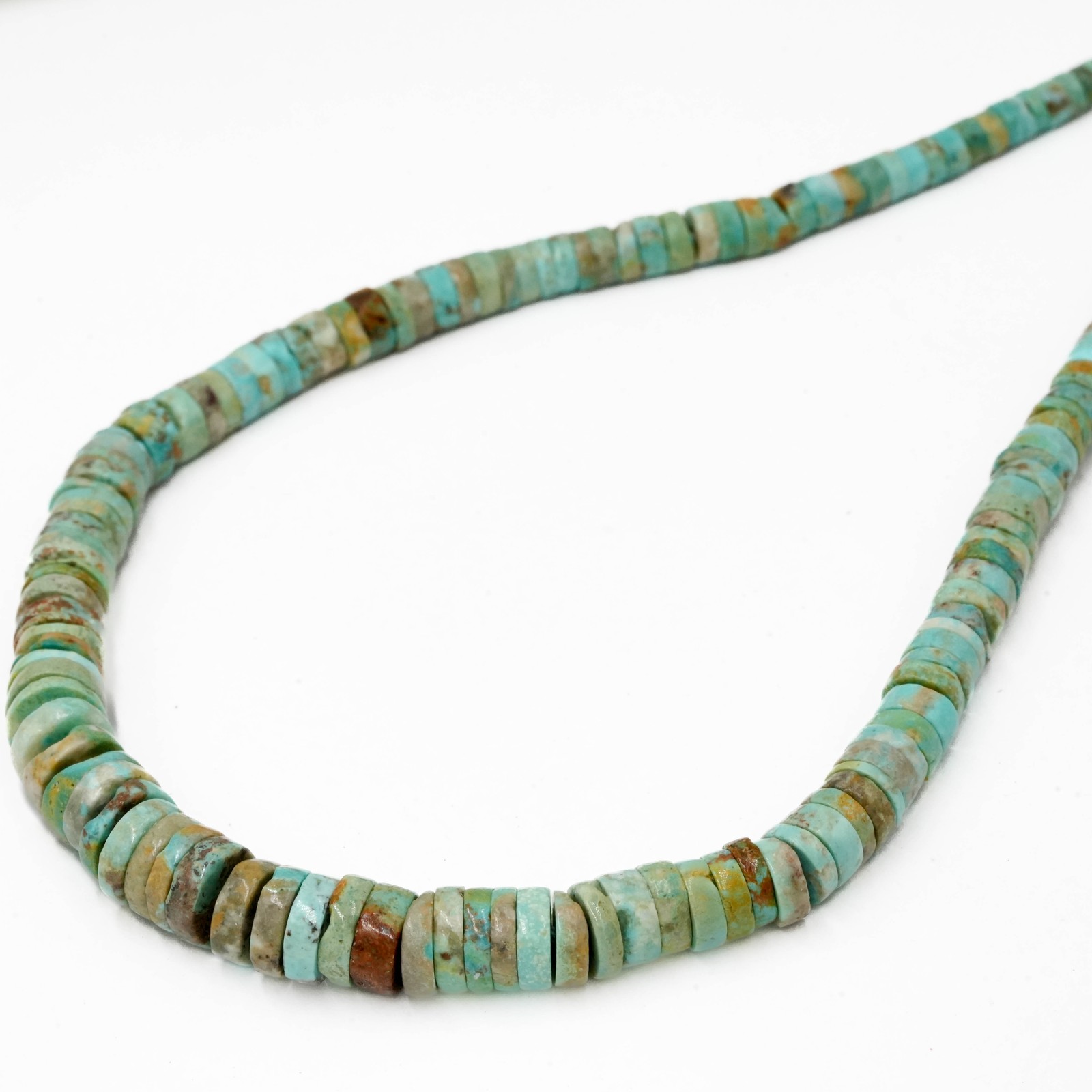 Natural Blue Green Turquoise Graduated Heishi Disc Beads Size 2×4-2x12mm 16″ Std