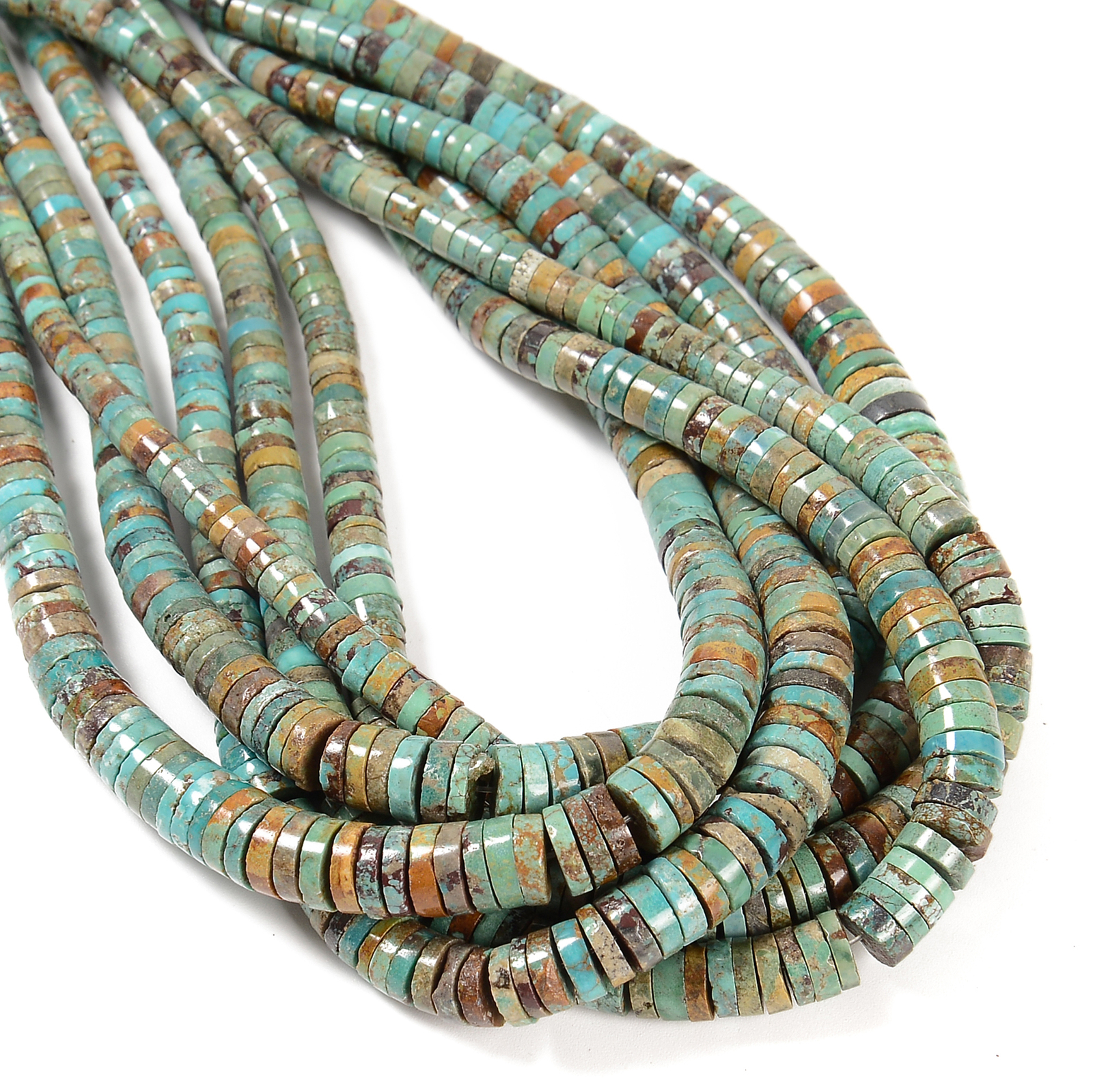 Natural Turquoise Graduated Heishi Disc Beads Size 2×3-2x8mm 15.5″ Strand