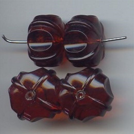 12 VINTAGE SMOKE TOPAZ ACRYLIC 18mm. UNIQUE FACETED DONUT BEADS 6529