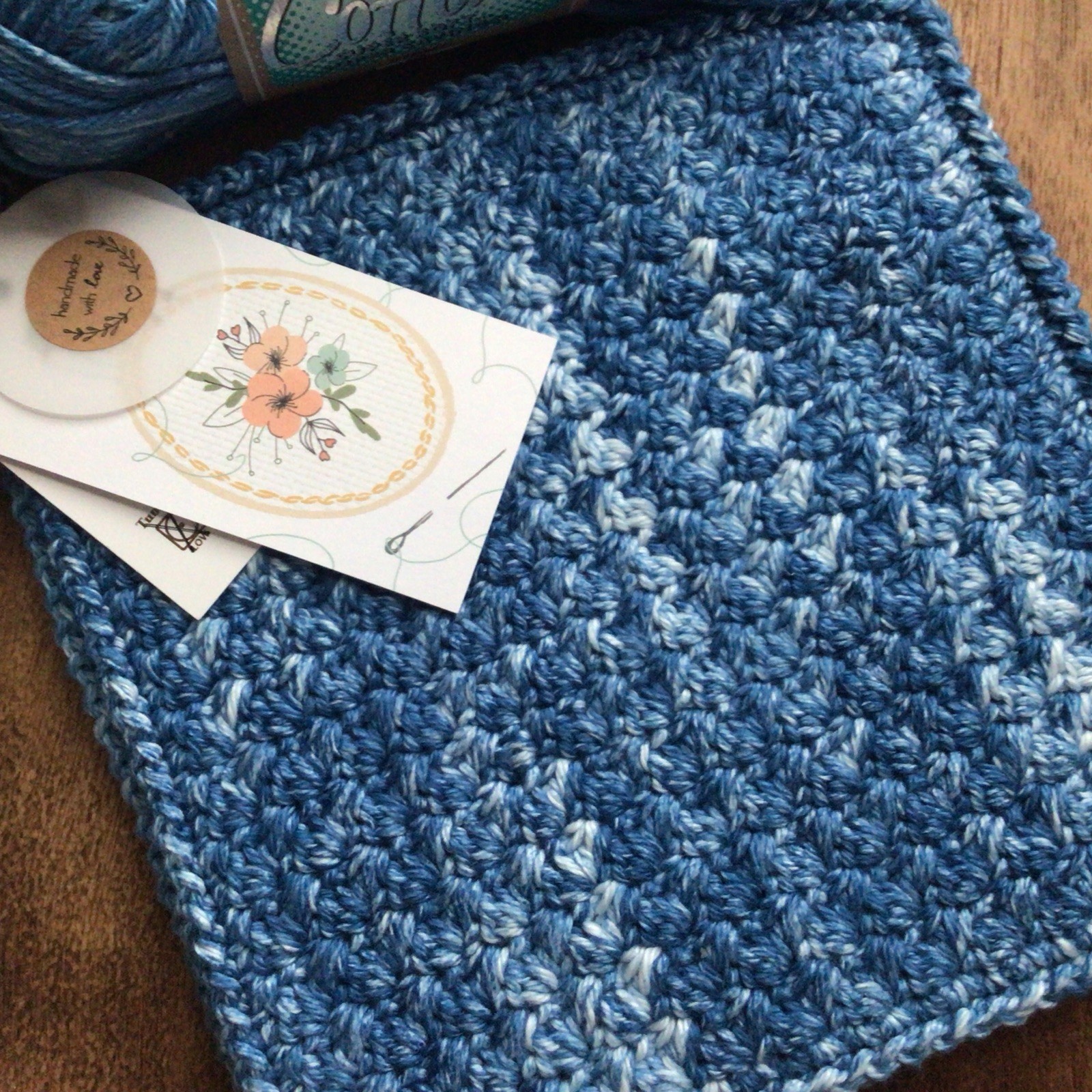 (3)Handmade Crochet 100% Cotton Dishcloths or Washcloths 8.5×8.5 in /New