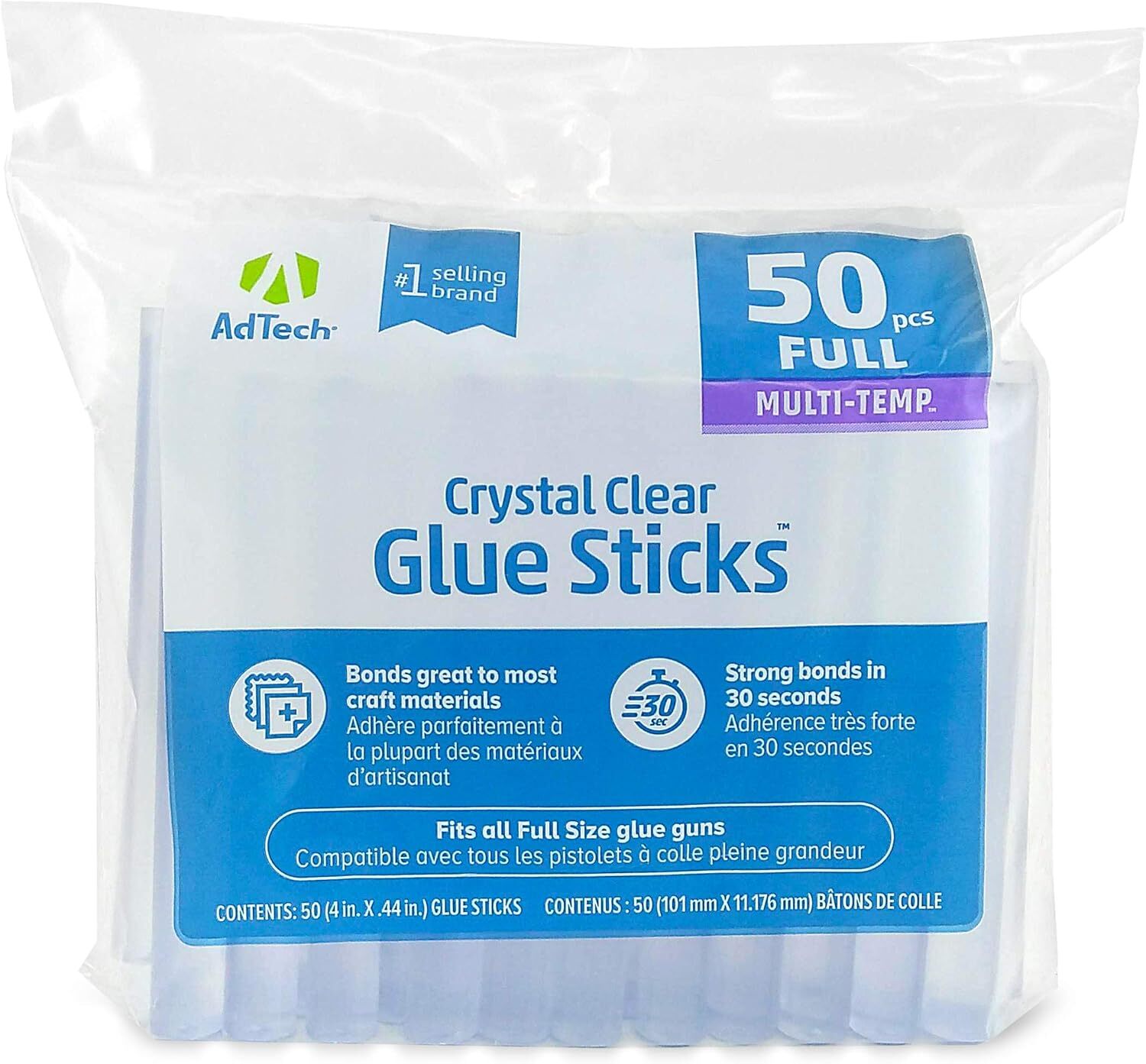 AdTech Crystal Clear Hot Glue Gun Sticks 50 Count(Pack of 1),