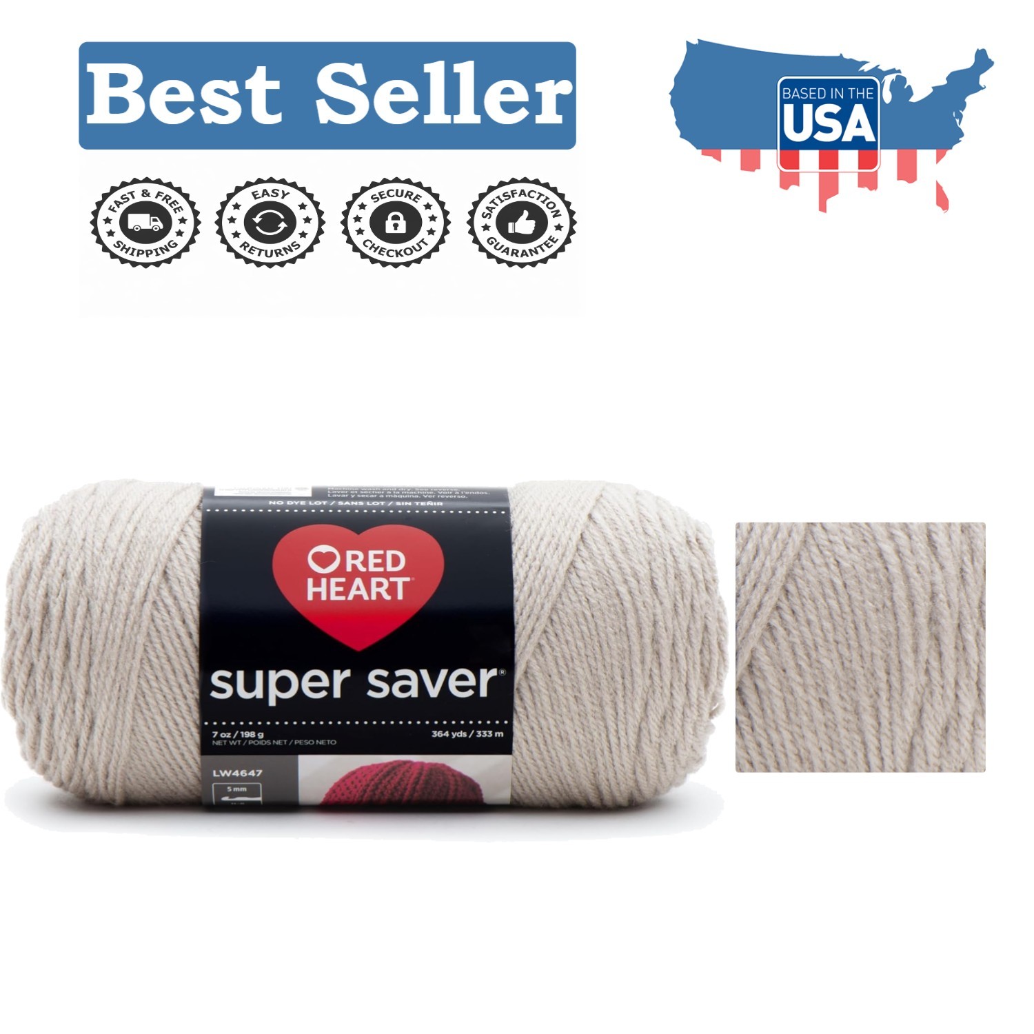 Bestselling Super Saver Yarn in Oatmeal – Easy Care, 364 Yards for All Projects
