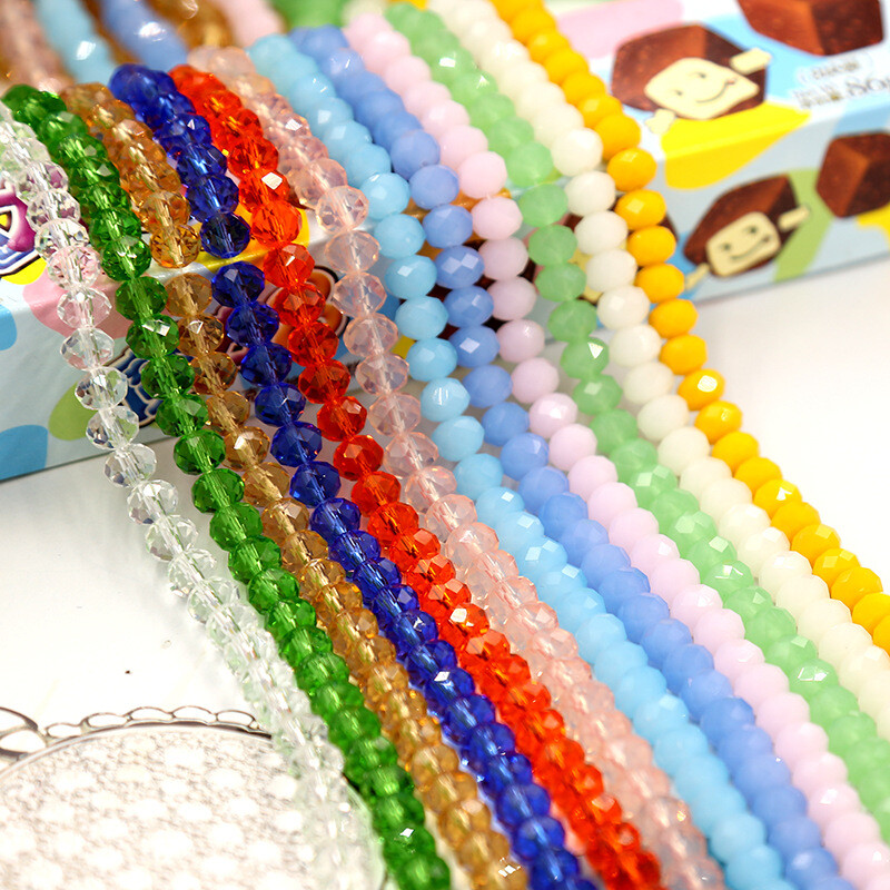 10 Strd Glass Crystal Faceted Rondelle Beads Loose Spacer Beads Crafts DIY Multi