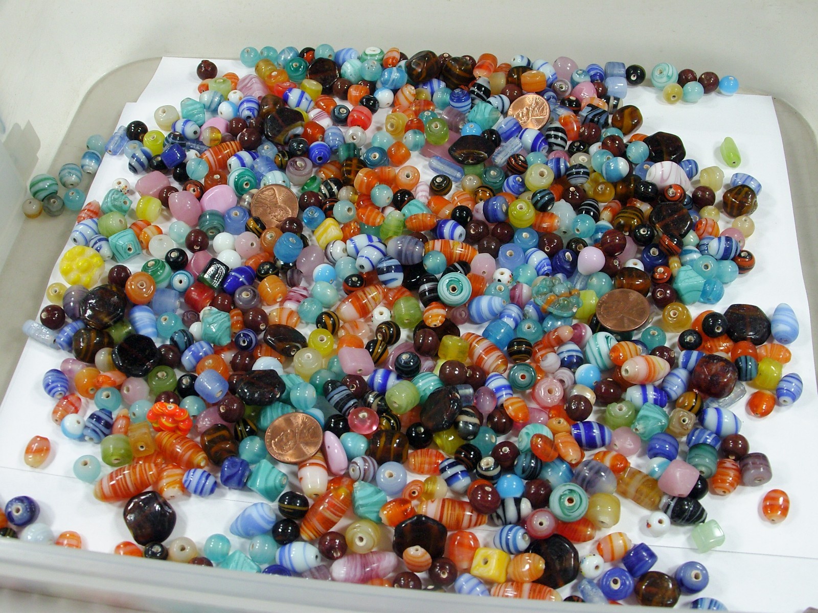 4 Pounds Assorted Shapes and Sizes India Handmade Multicolor Glass Beads (D-8) ⭐