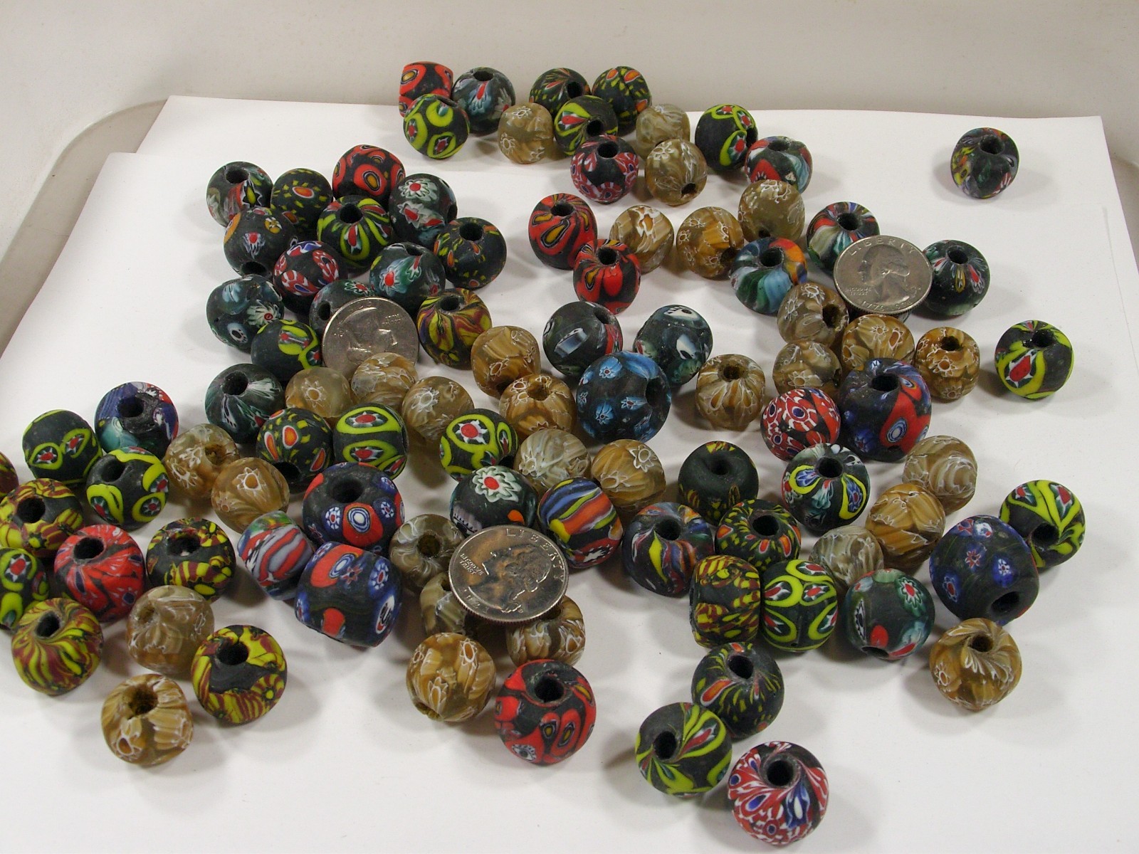 2 Pounds Assorted Shapes and Sizes India Handmade Replica Africa Beads (OLP-2)⭐