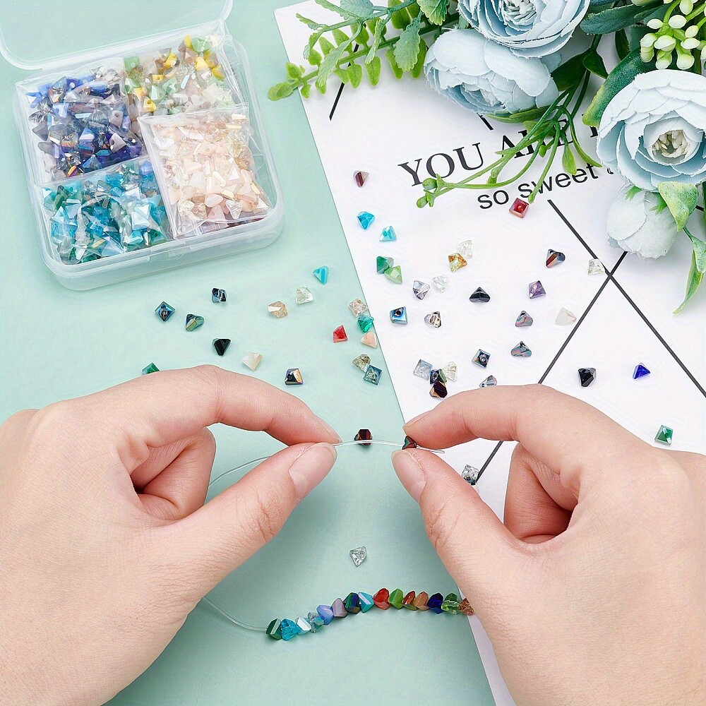 1Box 640pcs 8 Color Faceted Triangle Beads Electroplate Glass Spacer Beads