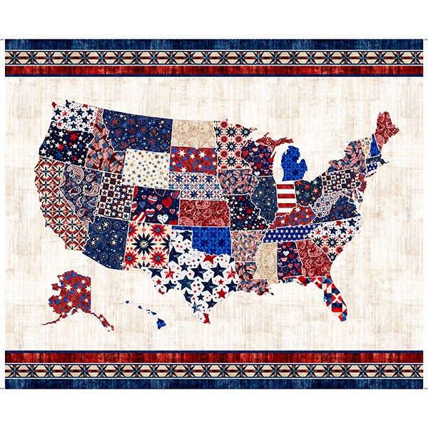 Patriotic United States Of America Fabric 36″ X44″ Panel American Cotton by QT