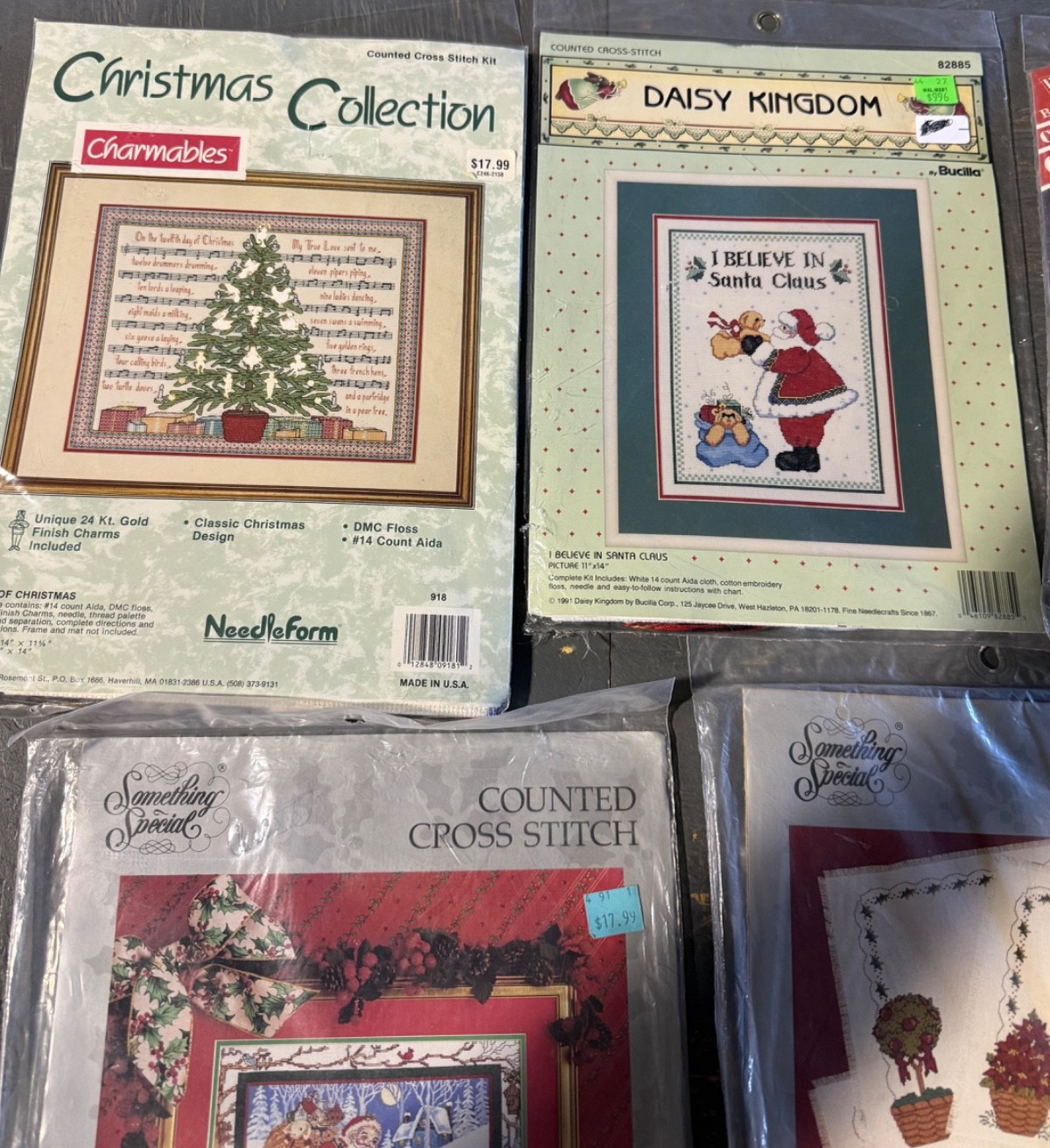 Cross Stitch Christmas Kits 5pc LOT-see details