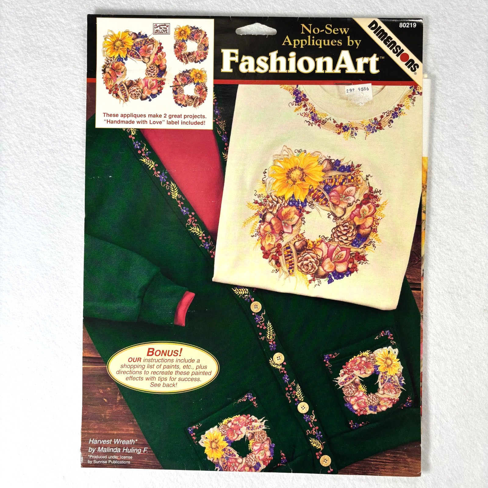 Lot of 4 vintage craft fabric no-sew appliques spring summer fall floral NEW USA
