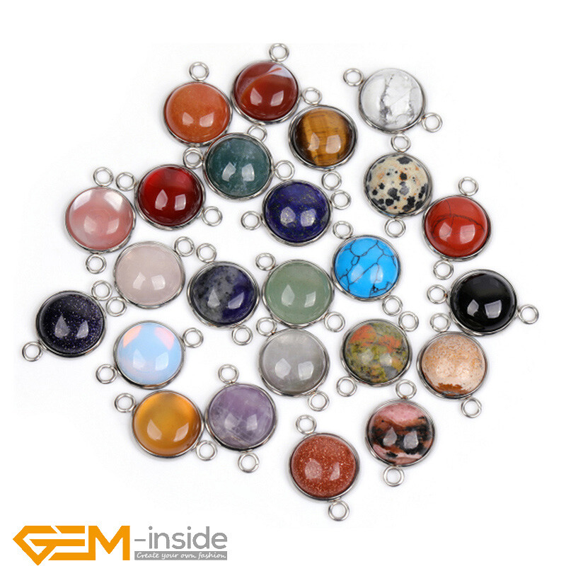 Natural Assorted Gemstones CAB Cabochon Loose Beads Connector for Jewelry Making