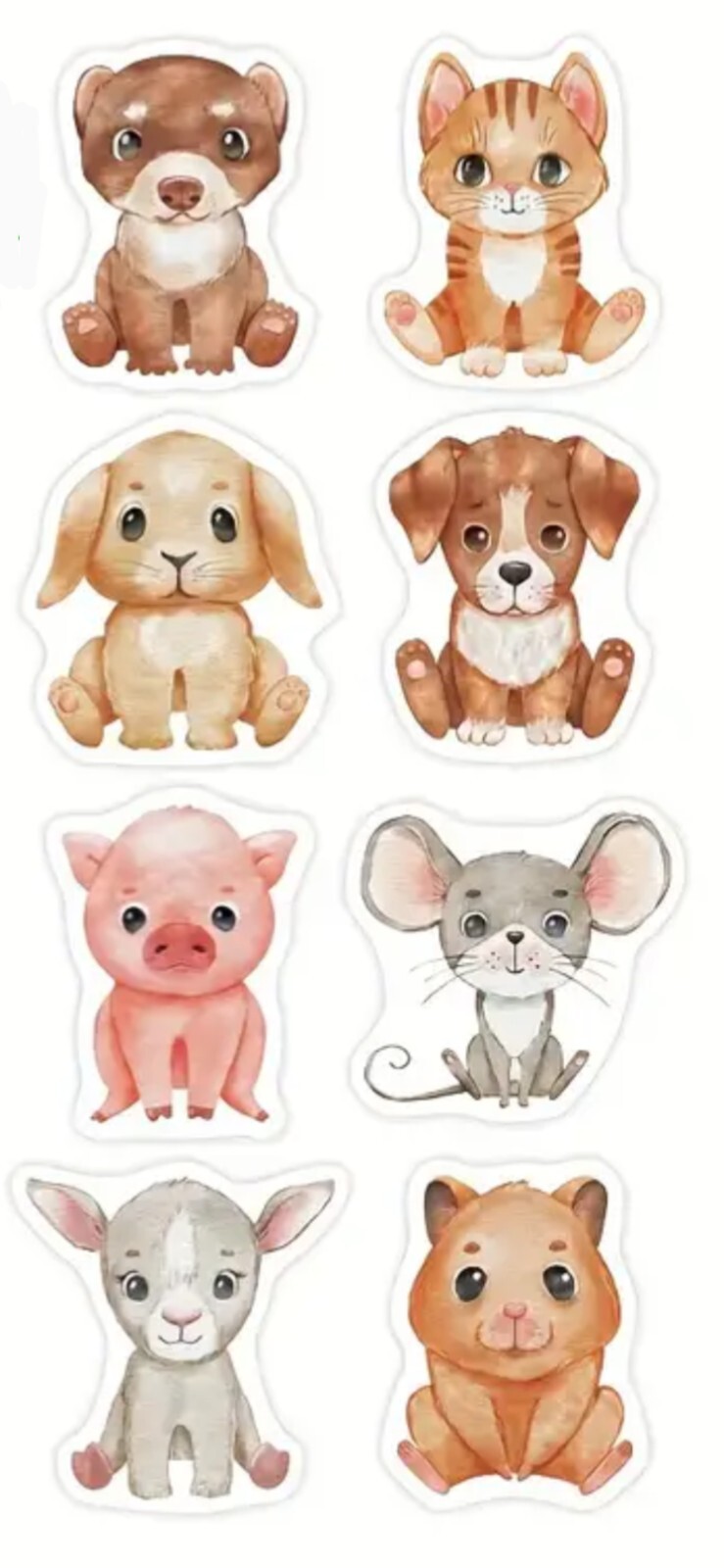 500 pcs Sticker Seals Roll Cute Baby Animals Theme Semi Gloss Self Adhesive NEW
