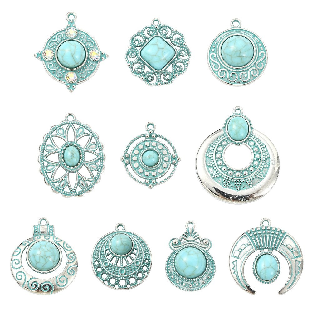 20pcs Western Charms,Turquoise Charm Pendants for Bohemian Jewelry Making