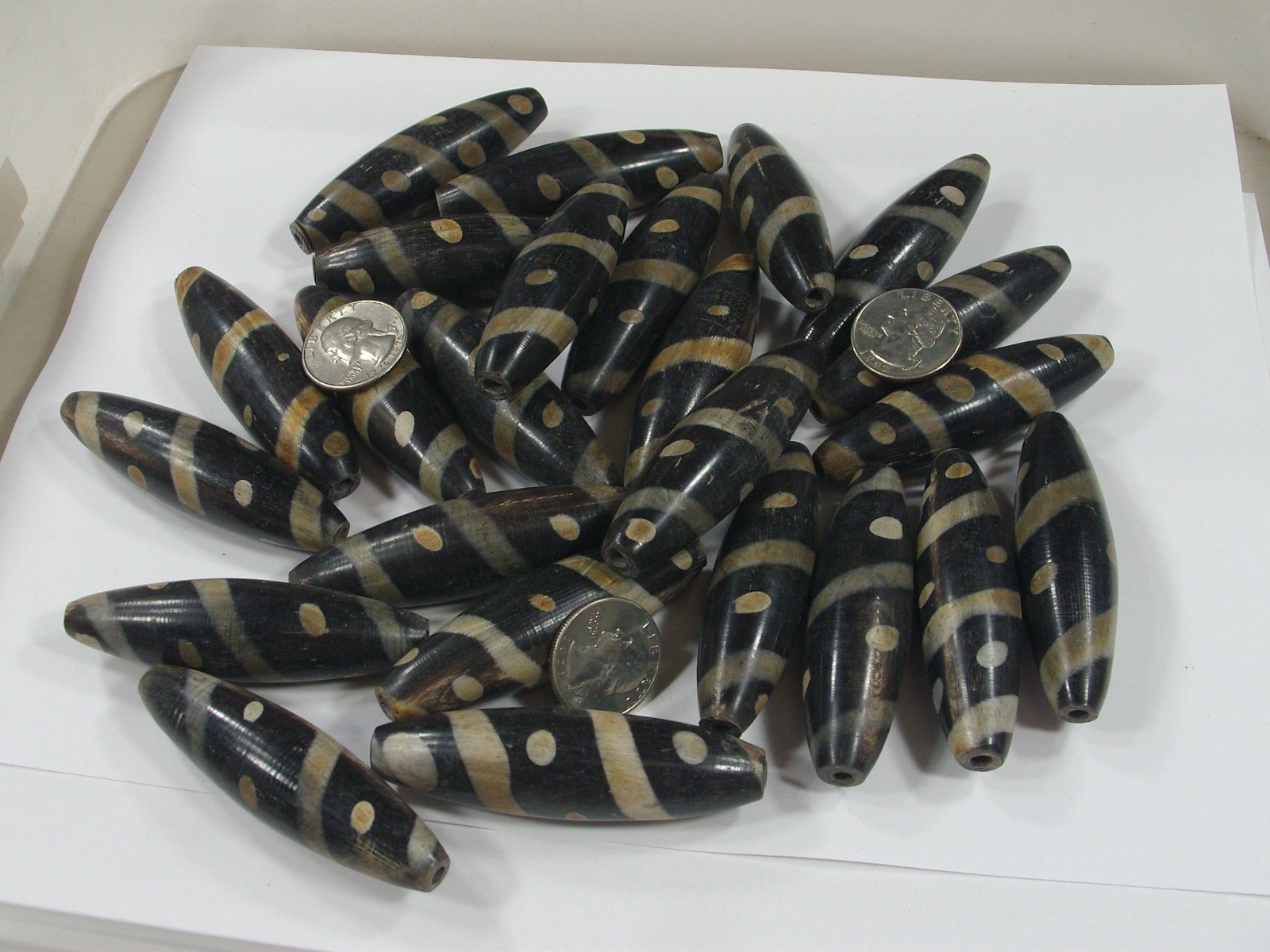 35 Pieces Large (20mm x 70mm) India Handmade Horn Beads Wholesale Bulk (QA-22) ⭐