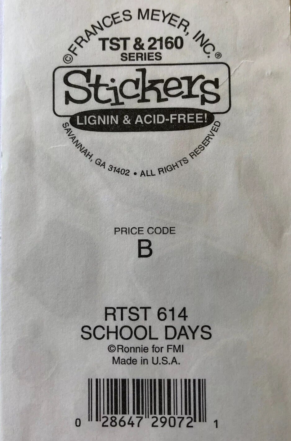 SCHOOL DAYS Stickers(14pc)Frances Meyer•Backpack•Education•Books •Pencil•Crayons