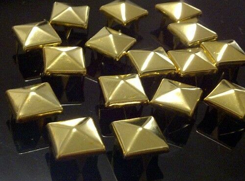 CraftbuddyUS 100x 10mm Gold Square Pyramid Studs Goth Leather craft Denim