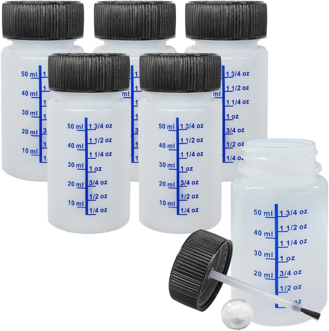 Touch Up Paint Bottle Container with Brush and Lid, 2 Ounce/60ml Leftover Paint