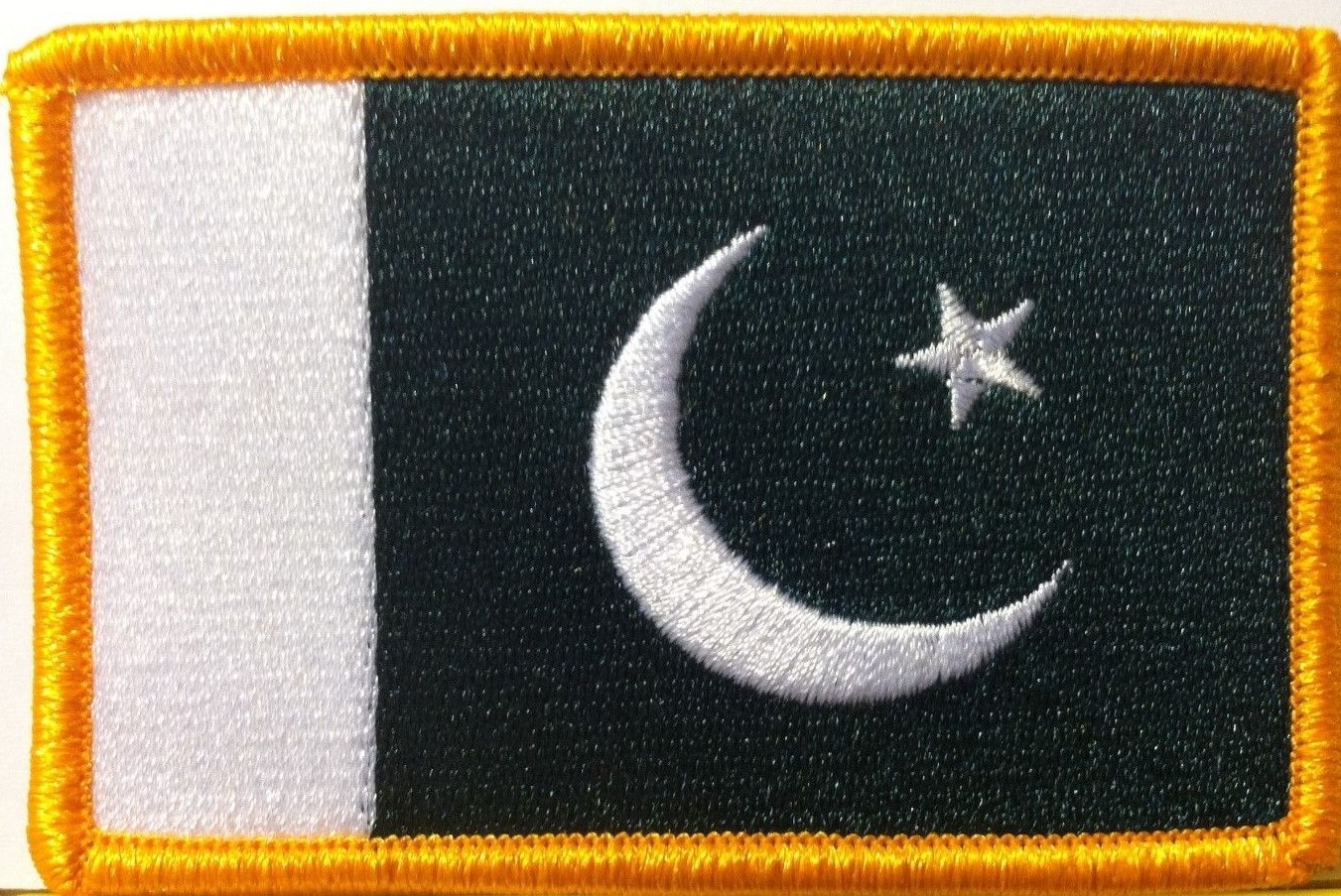 PAKISTAN FLAG EMBROIDERED Iron-On Patch Military ARMY Emblem Gold Border