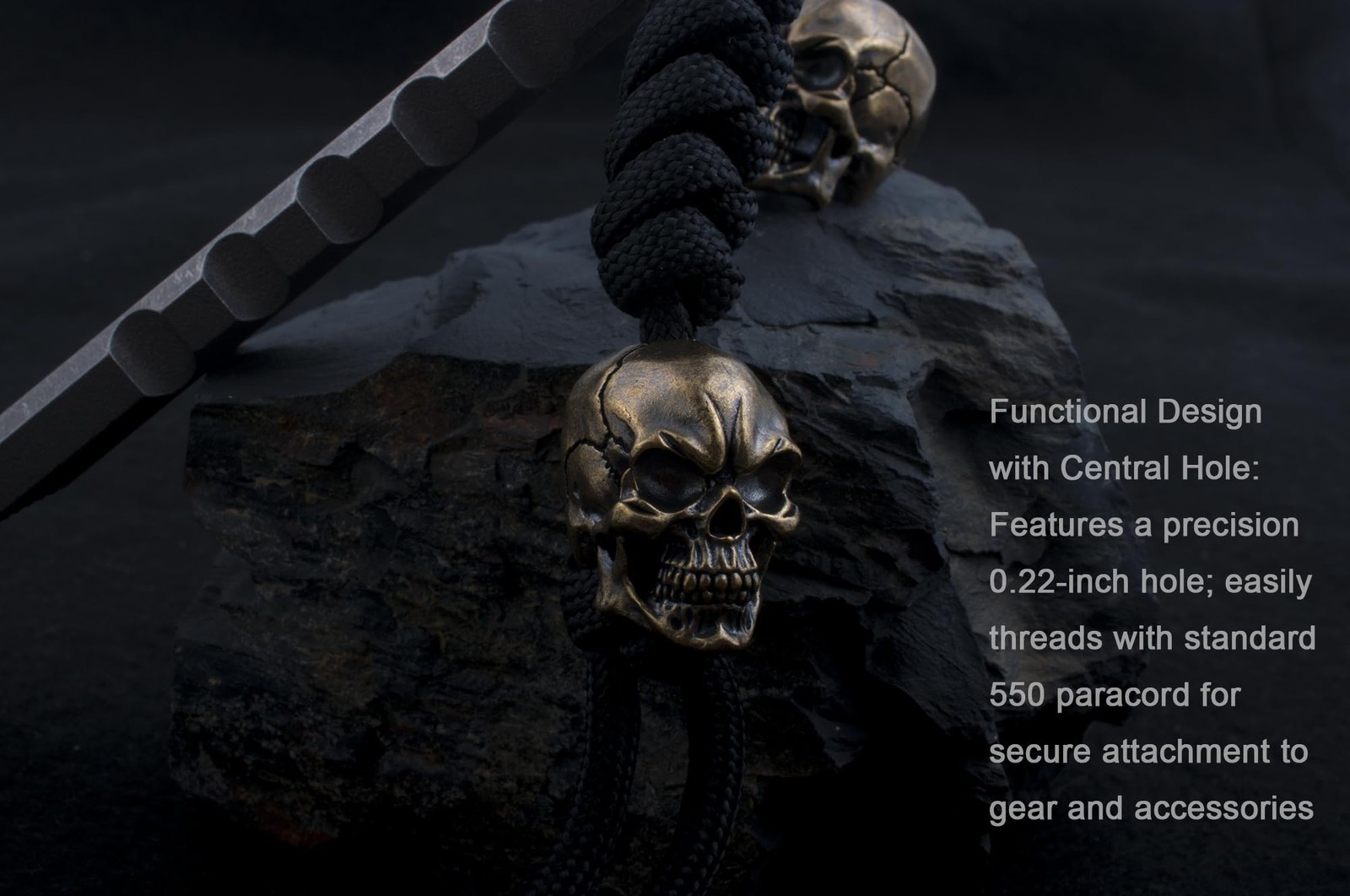 Skull Paracord Bead, Copper, 0.78X0.61X0.68 Inches, for Knife Lanyard and Crafts
