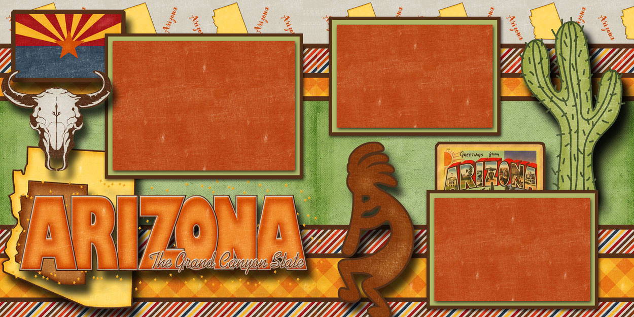 ARIZONA vacation travel 2 premade scrapbook pages paper piecing digiscrap #A0007