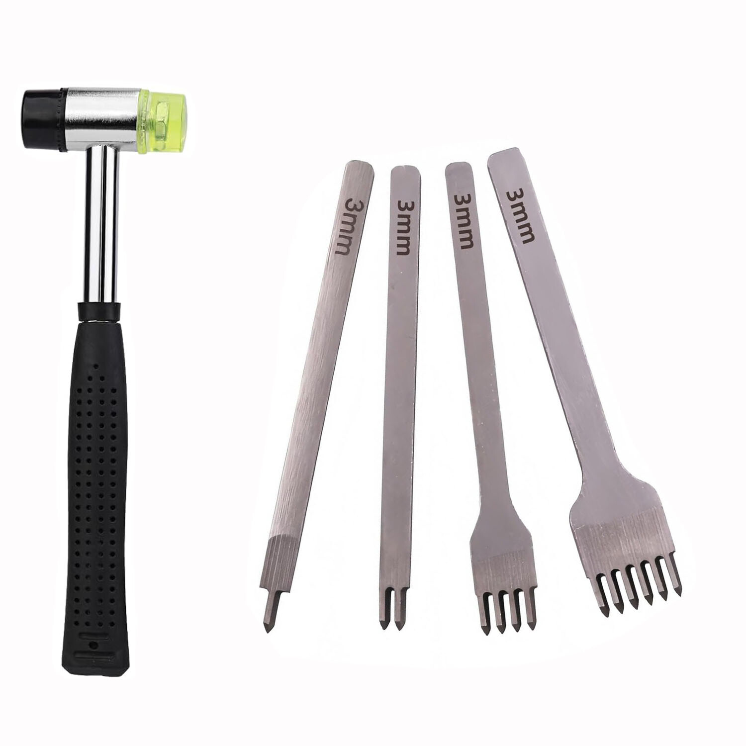 Leather Stitching Punch 1/2/4/6 Prong Leather Hole Punch Stitching Tool Hammer