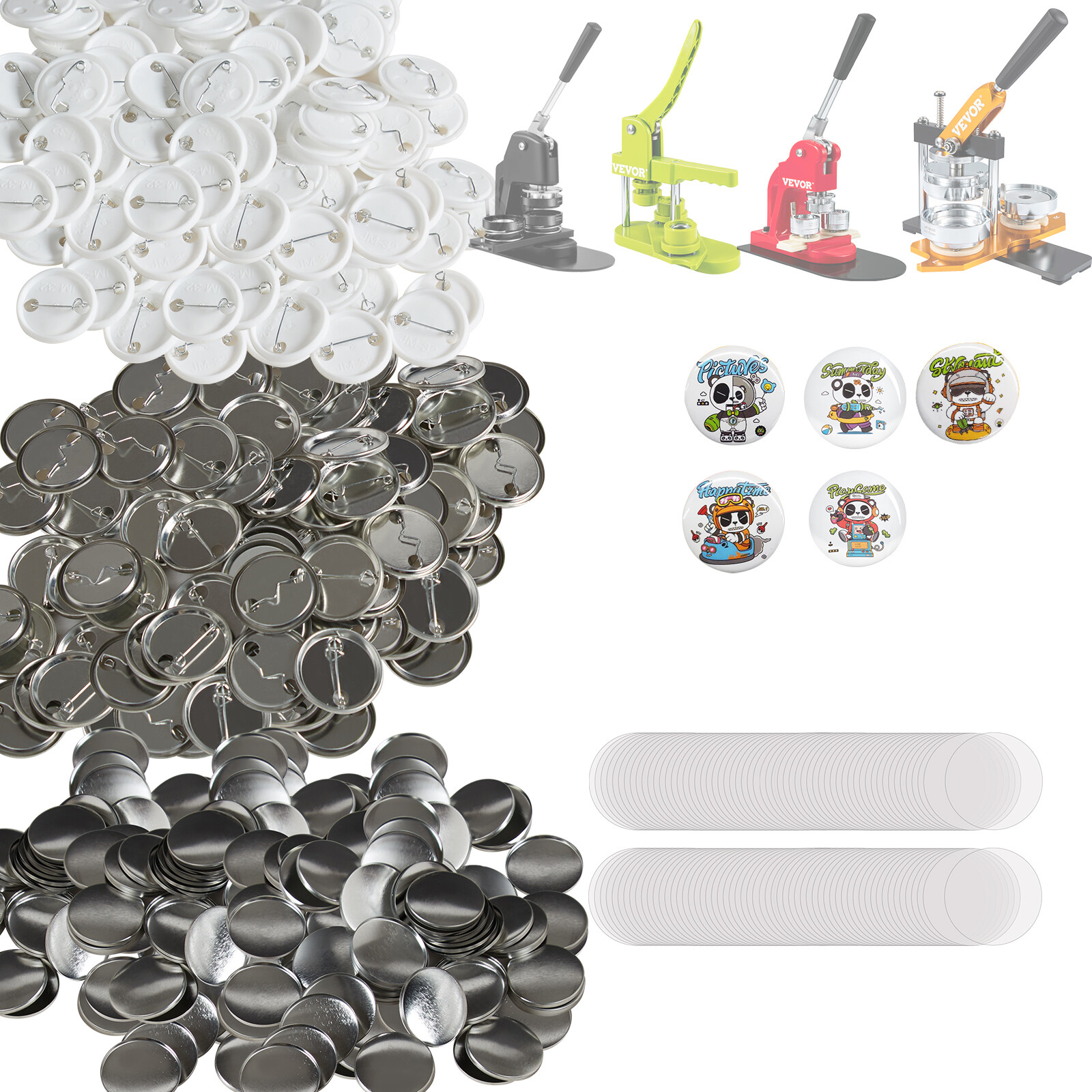 VEVOR 1.25″ 32mm Button Badge Parts Supplies for Button Maker Machine 500 Sets