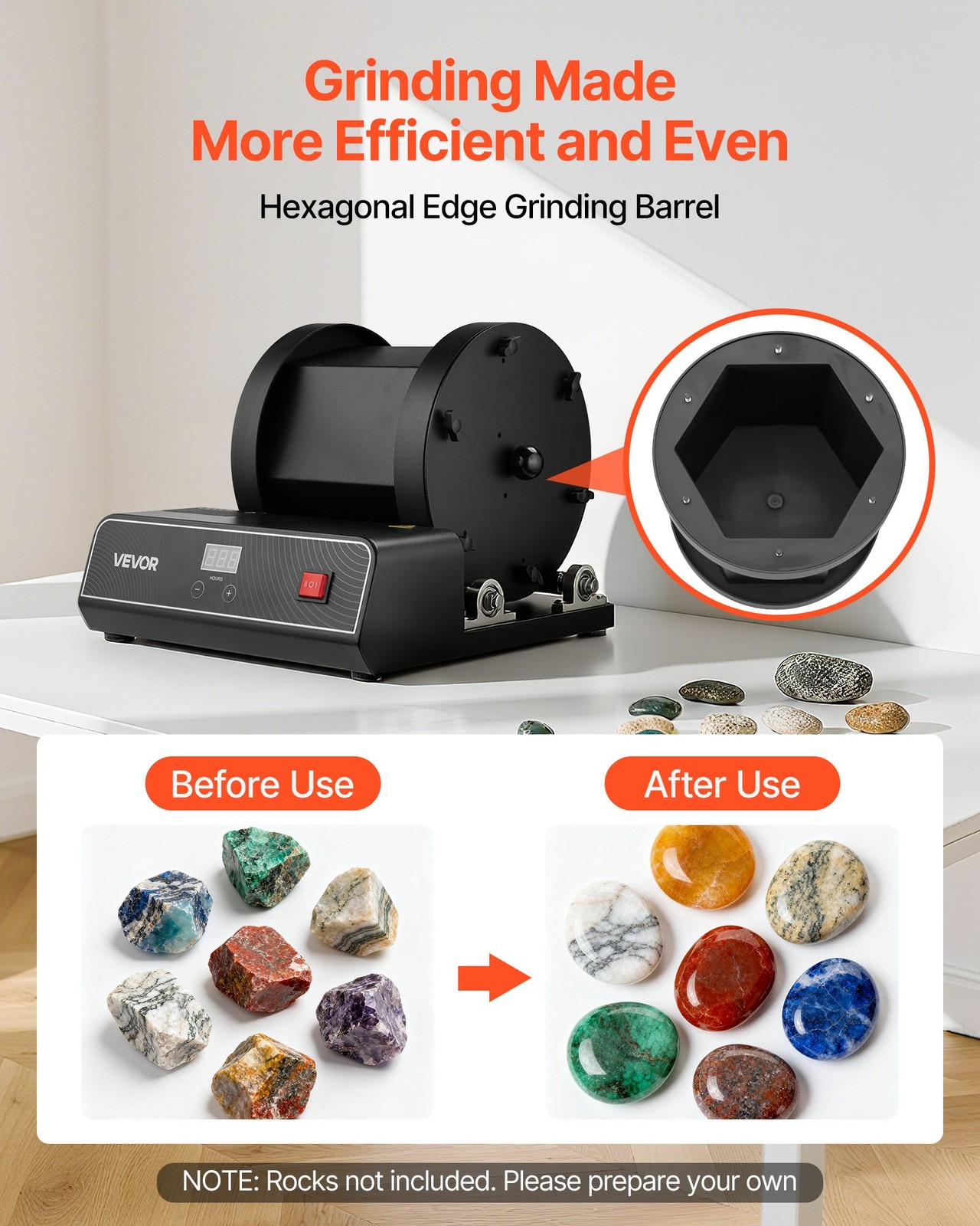 Rock Tumbler Kit, 17 lbs Rock Polishing Kit, 2-Speed Stone Polishing Kit with 24
