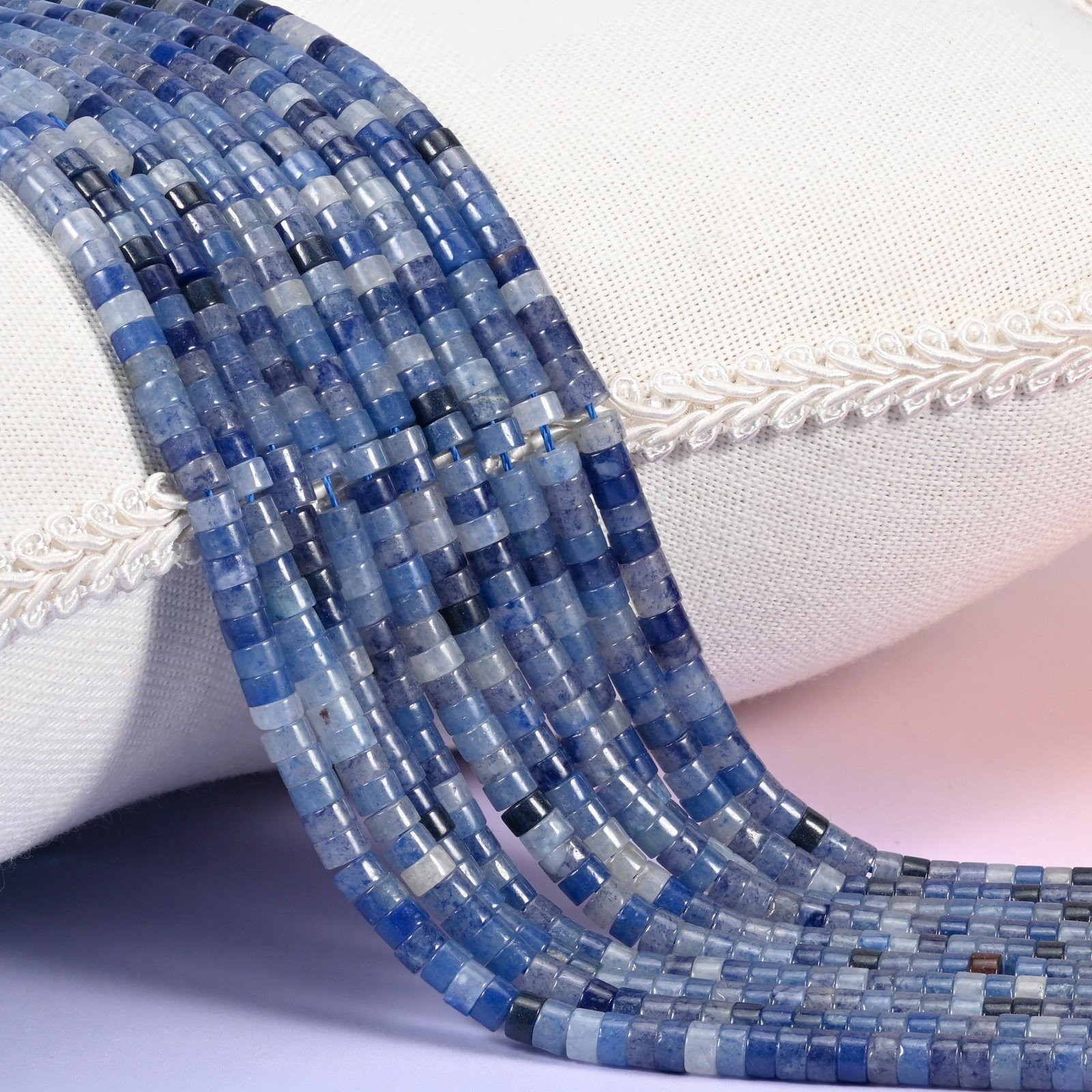 Blue Aventurine Smooth Heishi Disc Beads: Jewelry Making Supply