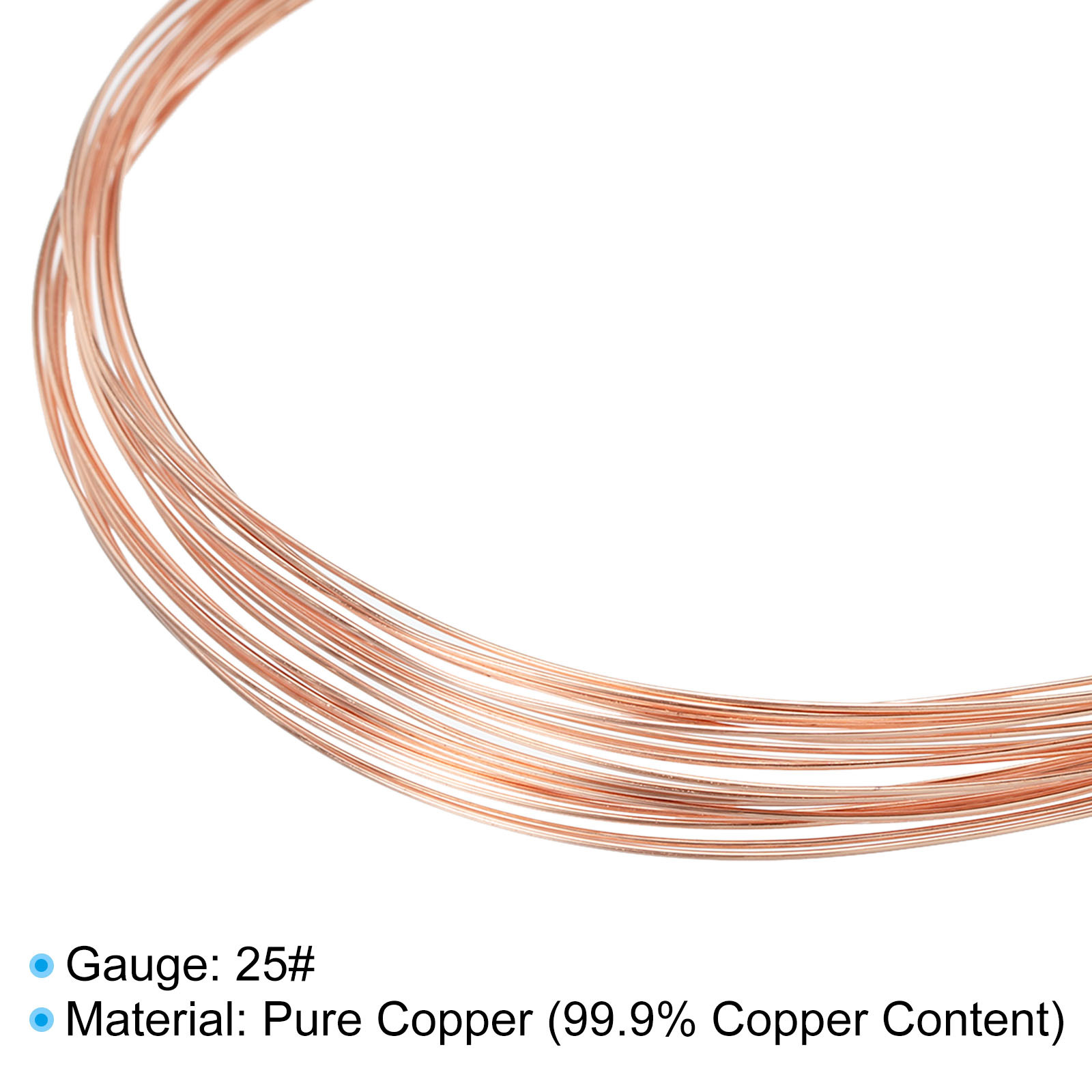 16.4Ft Solid Bare Copper Wire 25 Gauge 99.9% Pure Copper Wire Soft Beading Wire
