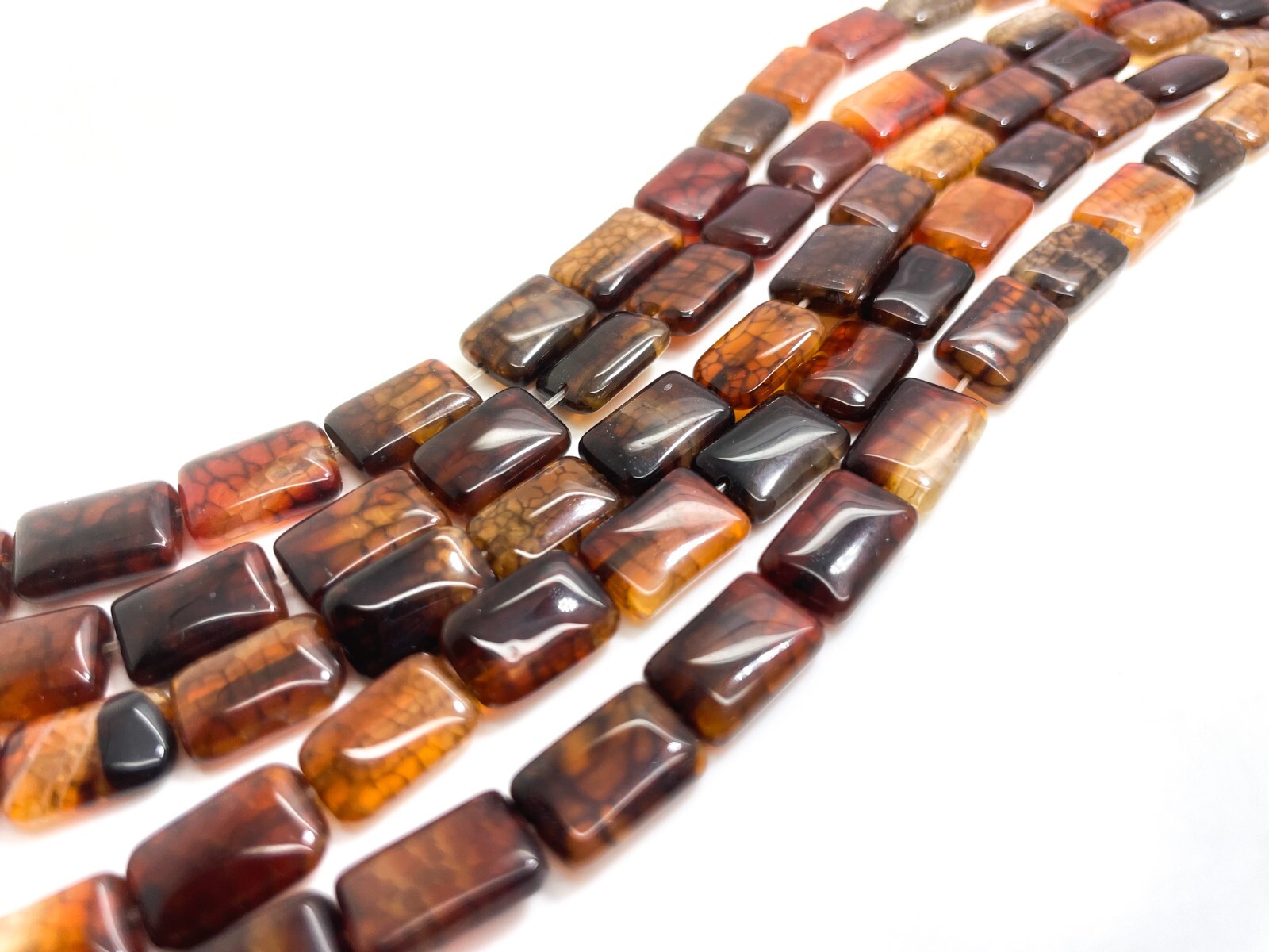 Natural Spider Web Agate Flat Rectangle Smooth Polished Gemstone Beads- PSWA06
