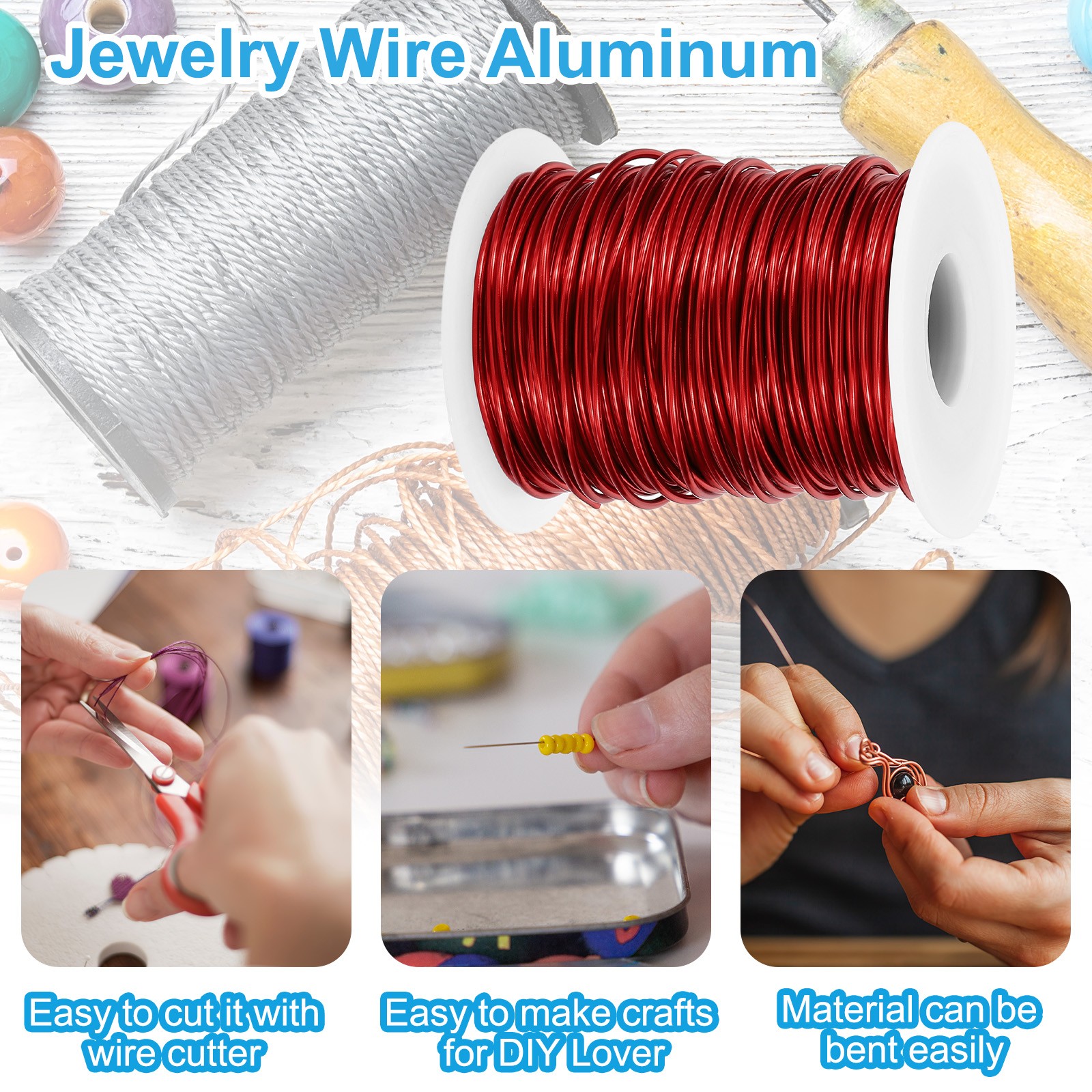1.5mm Aluminum Wire for Sculpting, Jewelry Making, Metal Wrap, Red