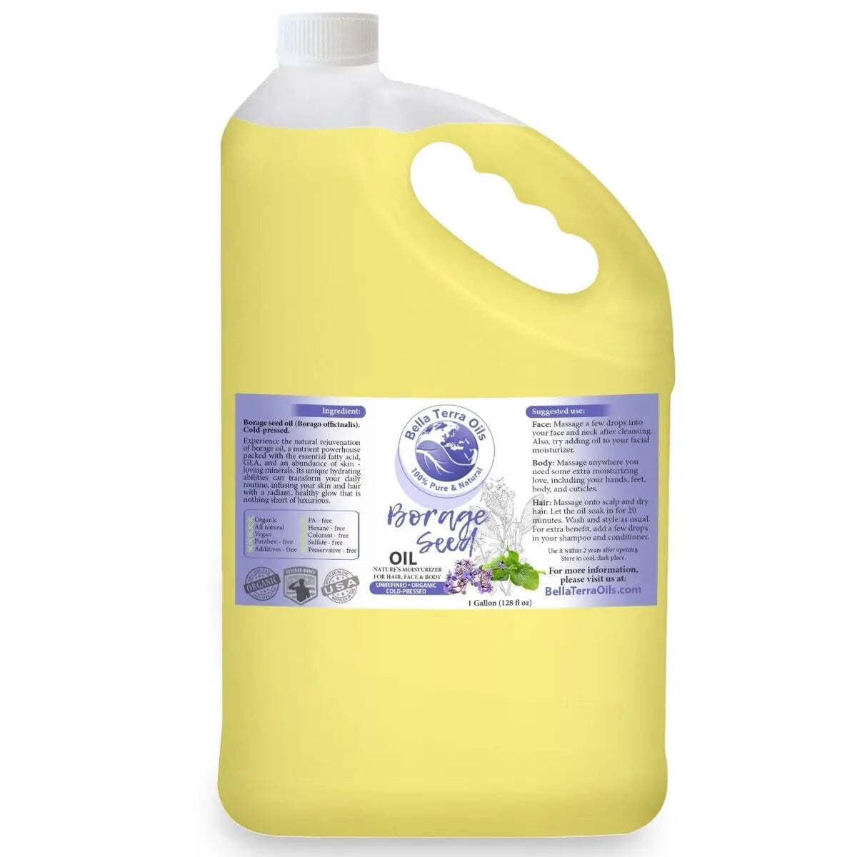 Organic Cold-Pressed Borage Oil 100% Pure Skin Hair Face Nails Moisturizer