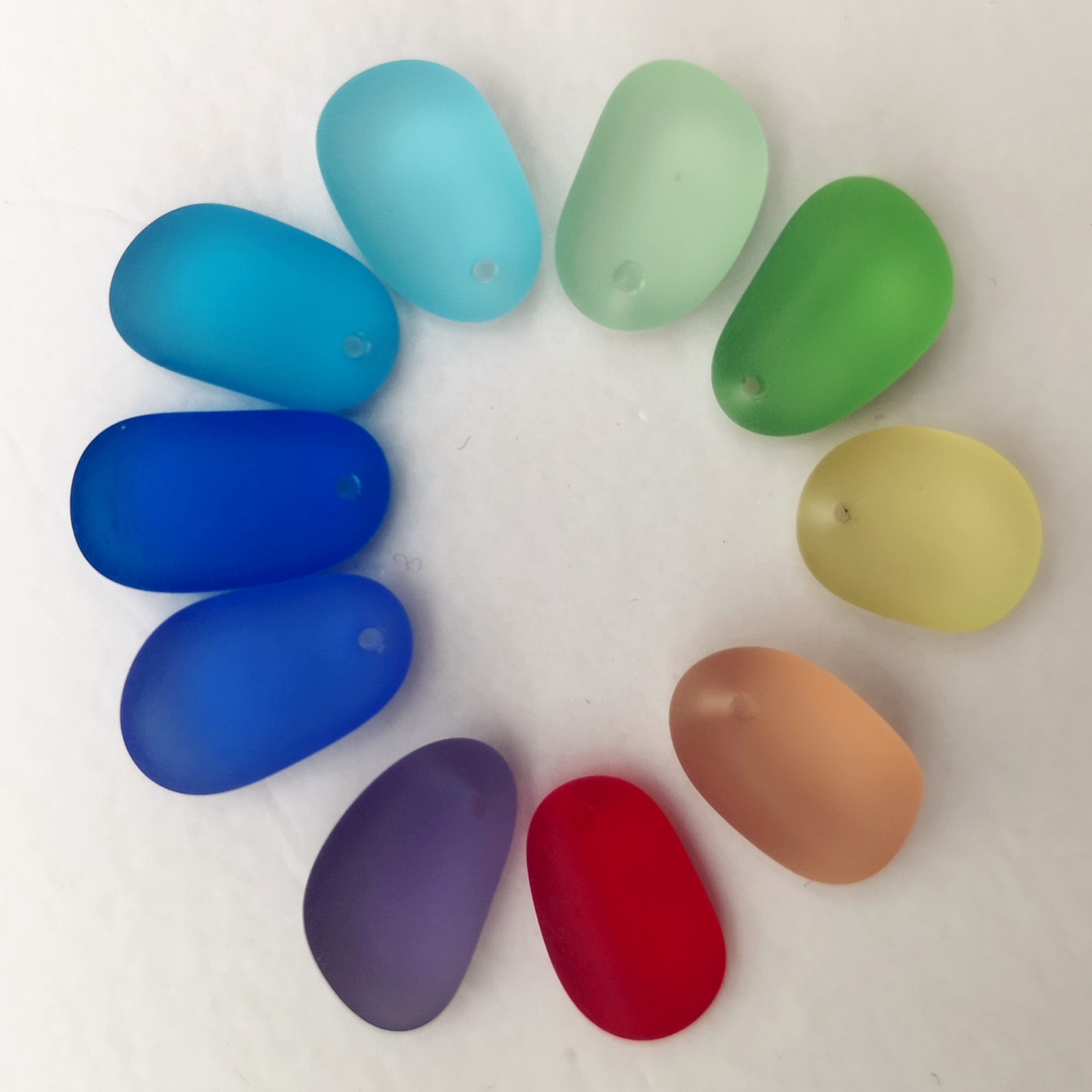 10 Pcs Top Drilled FrostedSea Glass Beach Glass Beads Pendant Jewelry Making