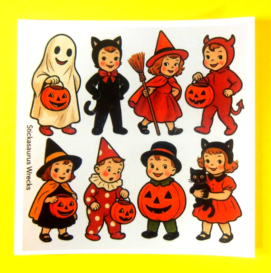 Costumed Kids Halloween Sticker Sheet Style 1