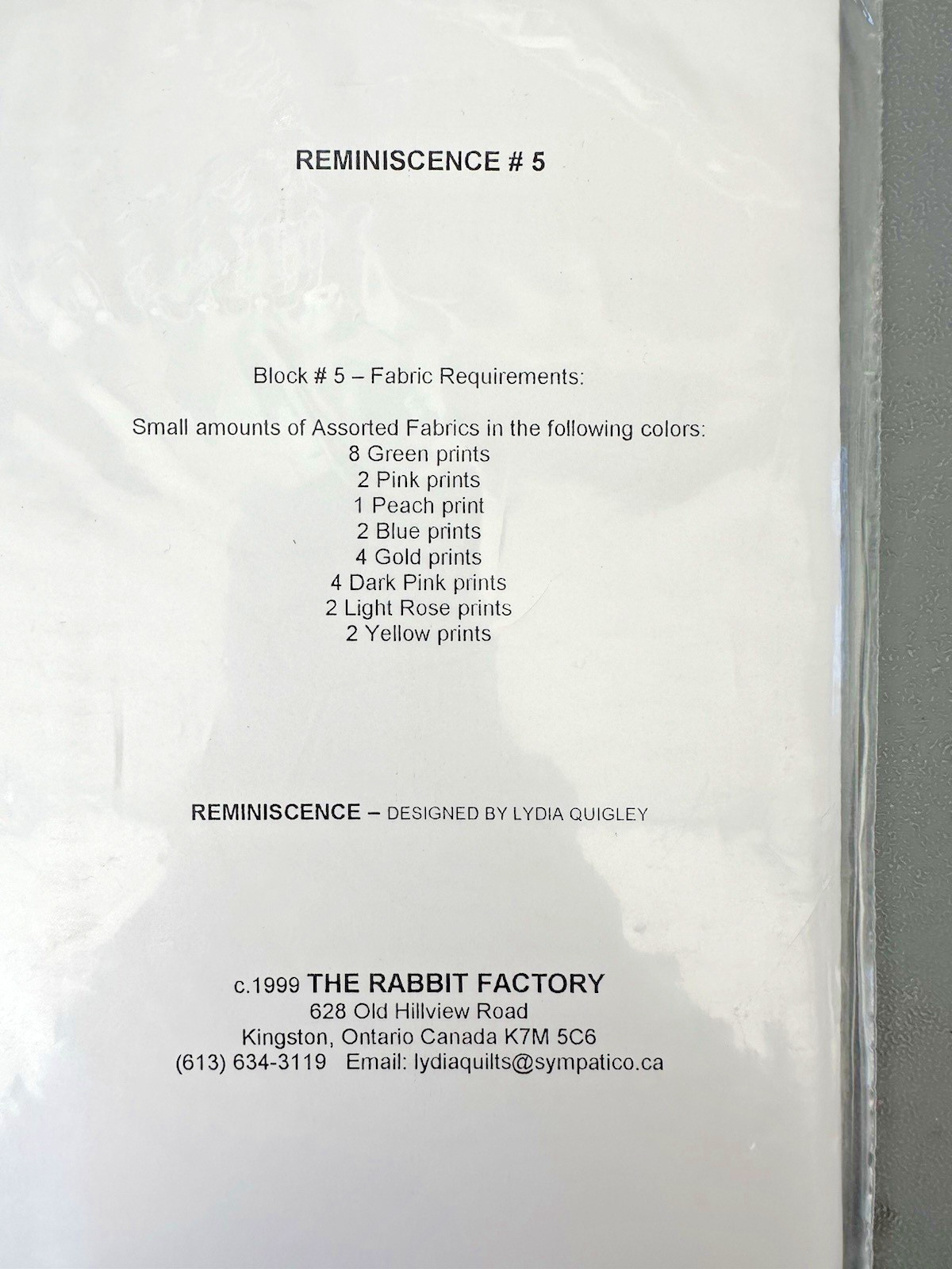 The Rabbit Factory Quilt Pattern Reminiscence Quilt of the Month 1-12 READ