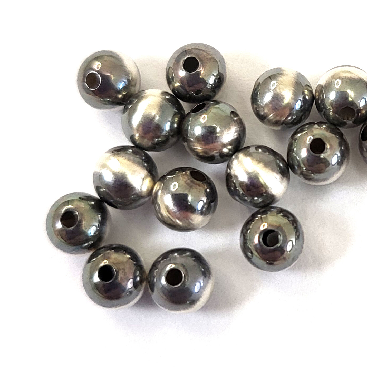 Lovely Round Navajo Pearl Real .925 Sterling Silver Seamed Spacer beads 20pcs
