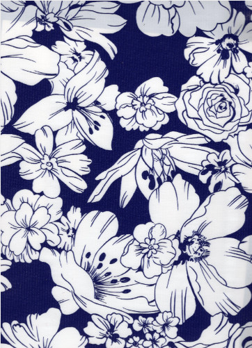 Oilcloth Fabric Elegant Floral Victoria Navy Pattern Sold in Yard or Bolt