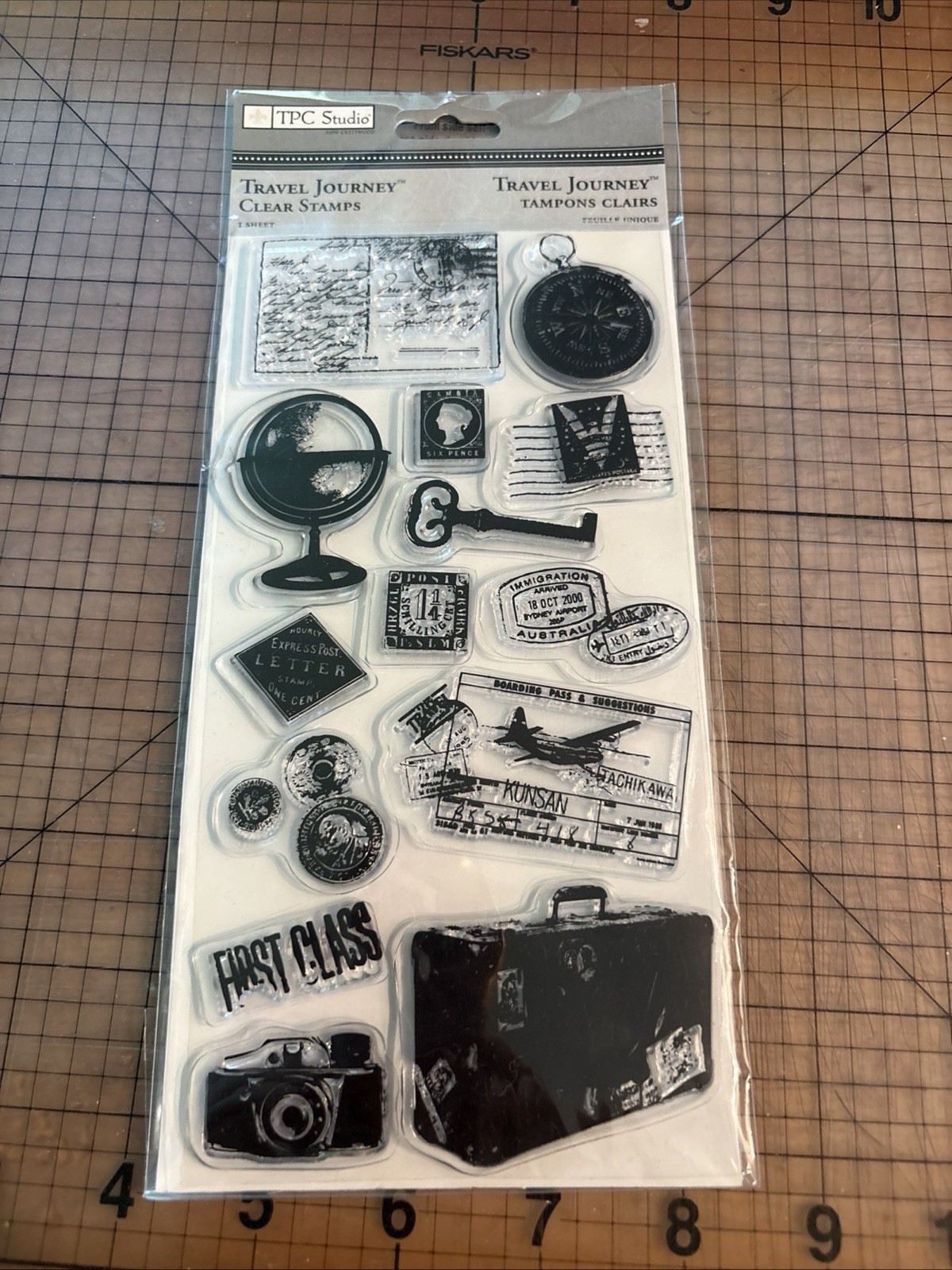 New Clear Journey Travel Stamp Set of 14 TPC Studio – Globe Compass Camera Key