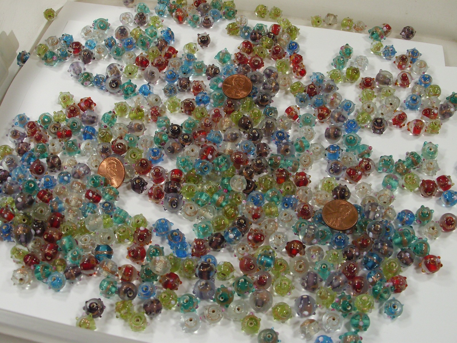2 Pounds Assorted Colors India Handmade Intricate Design Glass Beads Lot (A-8) ⭐