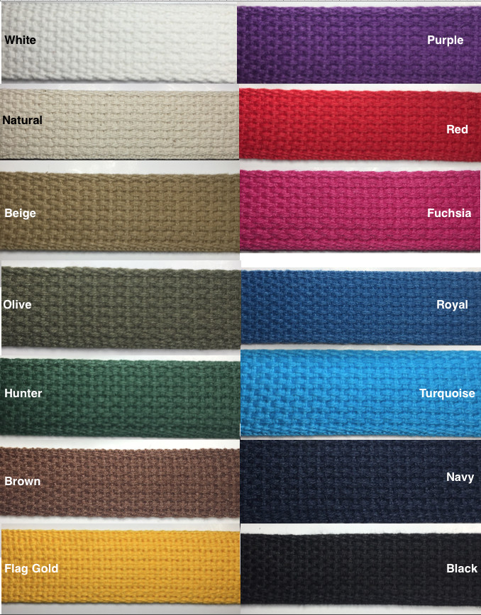 1″ Cotton Webbing – 10 Continuous Yards – MANY COLORS AVAILABLE – Made in USA